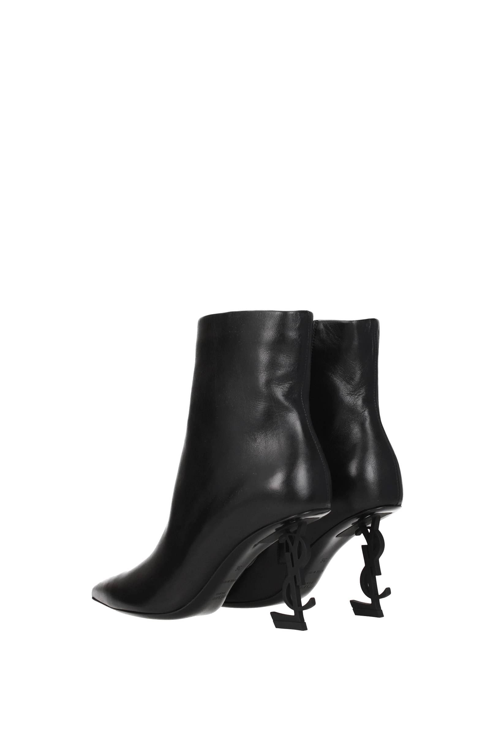 Saint Laurent Ankle Boots Opium Leather in Black | Lyst