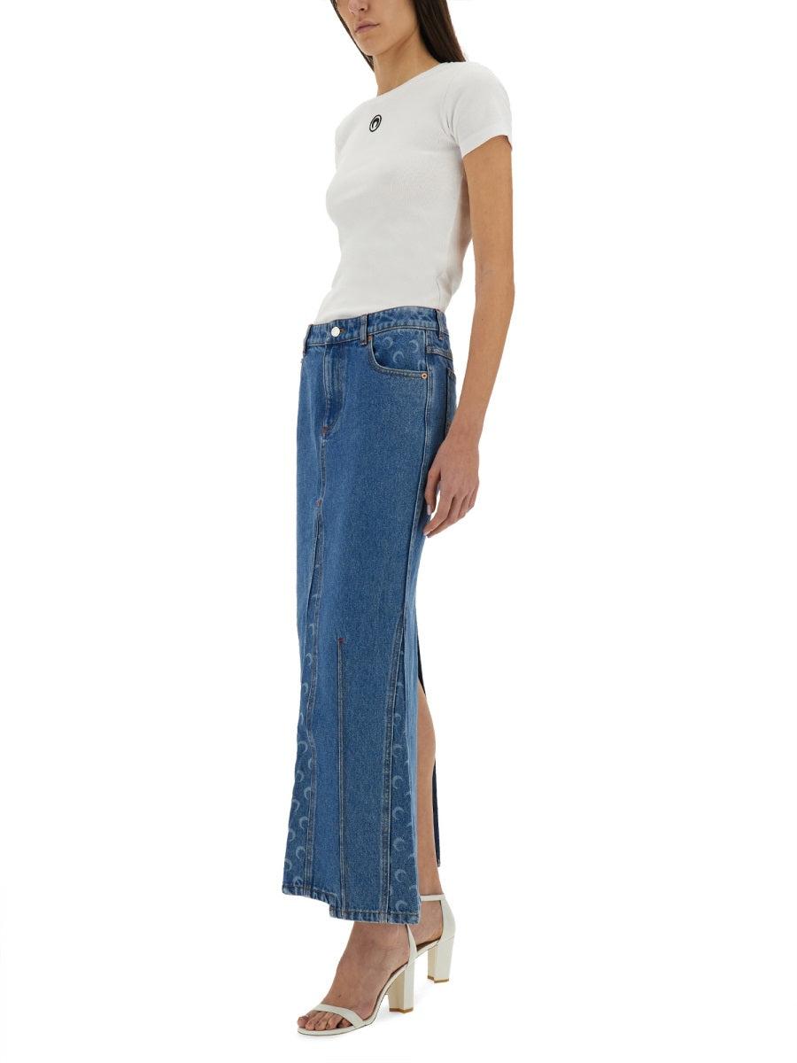 スカート Marine Serre Moon Laser Long Skirt Moon Laser Denim Long Skirt • Marine Serre