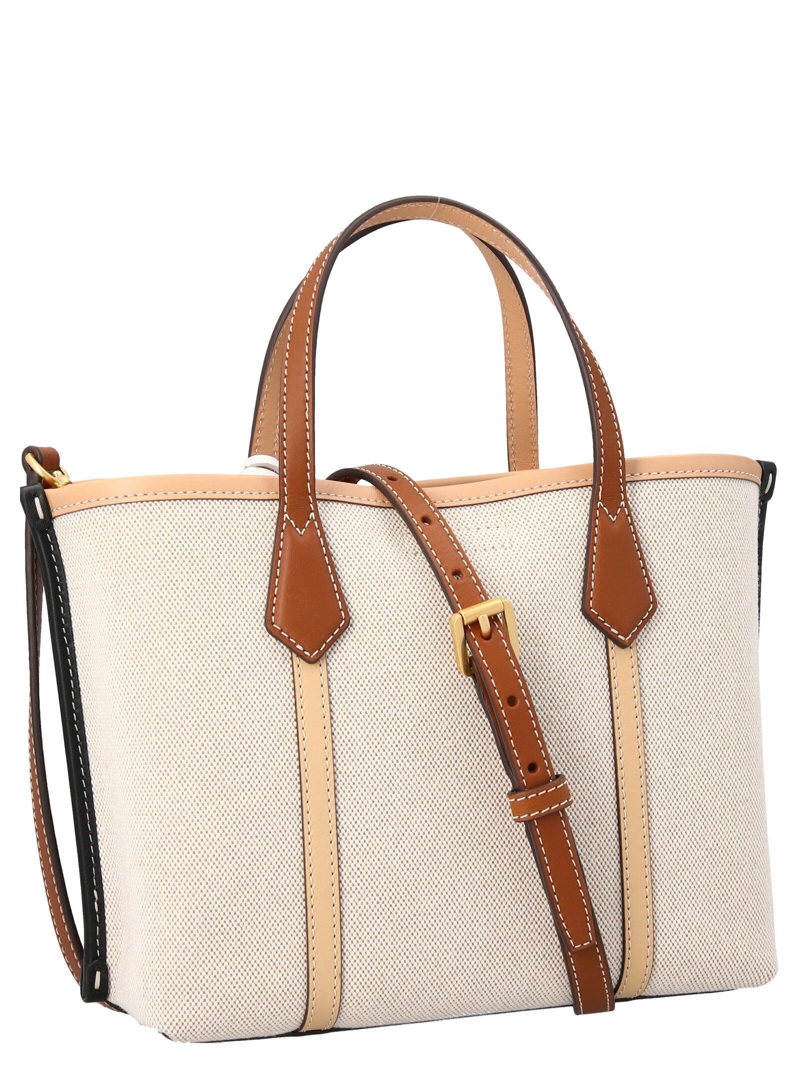 Tory Burch Small Perry Canvas Triple Compartment Handbag in Natural | Lyst