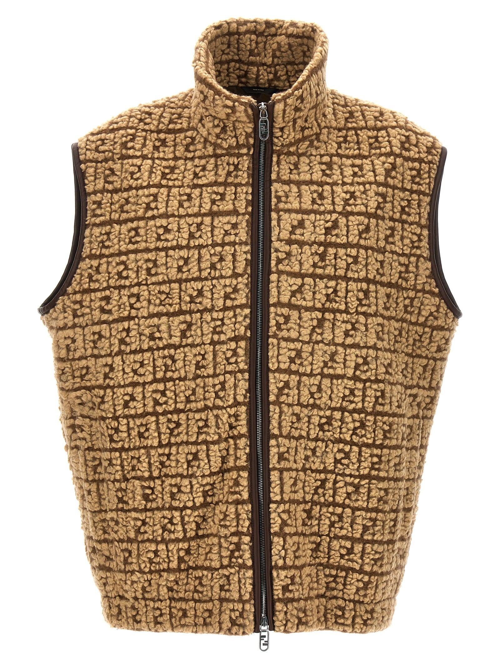 Fendi Teddy Vest Gilet in Brown for Men | Lyst