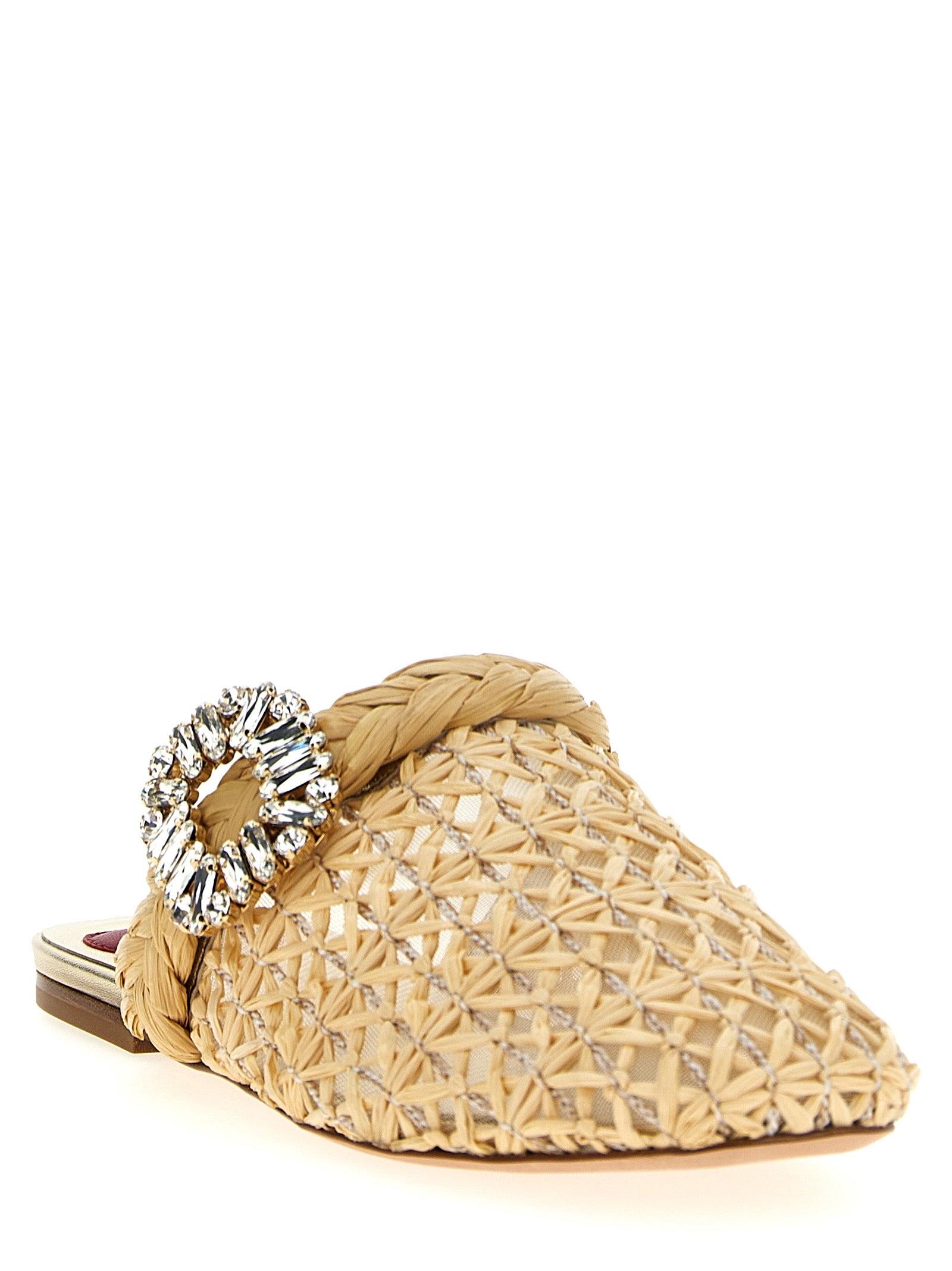 【関税込み】ROGER VIVIER BAB VIV' MULES Roger Vivier 'Bab Viv' Mules in Natural | Lyst