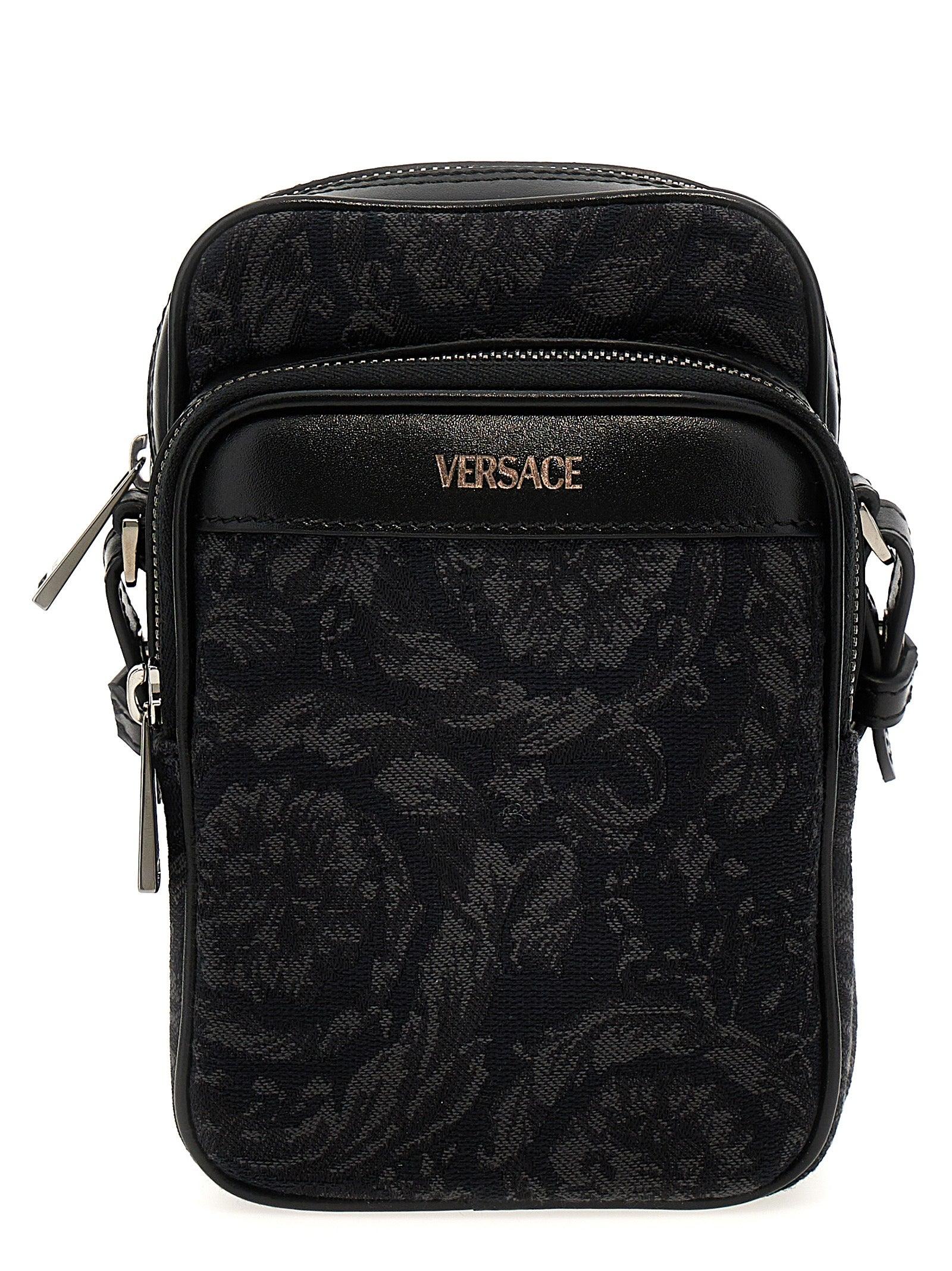 Versace Black And Ruthenium Barocco Athena Crossbody Bag for Men | Lyst UK