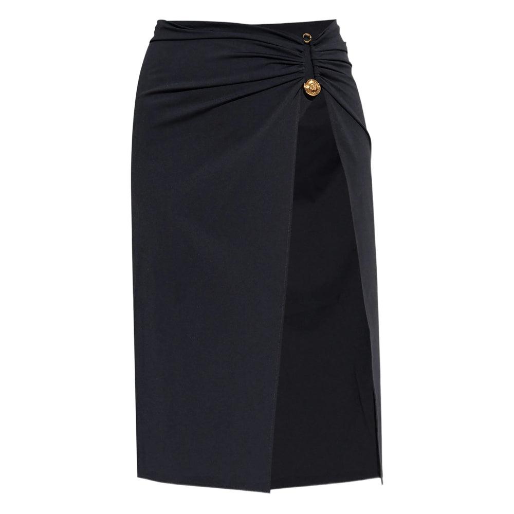 スカート Versace Tailored Stretch Wool Midi Skirt With Logo Detail Versace Tailored Stretch Wool Skirt With Logo Detail | THE LIST