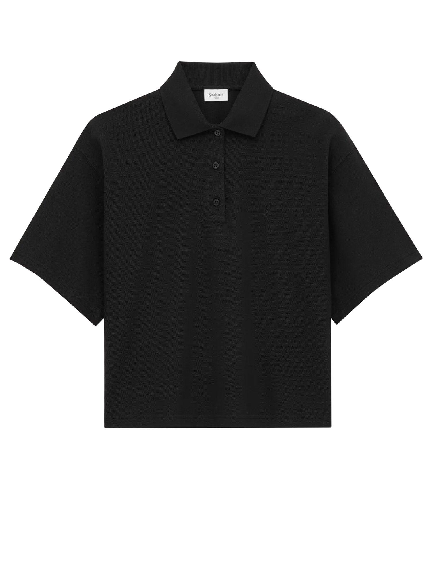 Tシャツ・カットソー SAINT LAURENT Cotton blend polo shirt with logo Nero Women's Saint Laurent T-shirts | Lyst