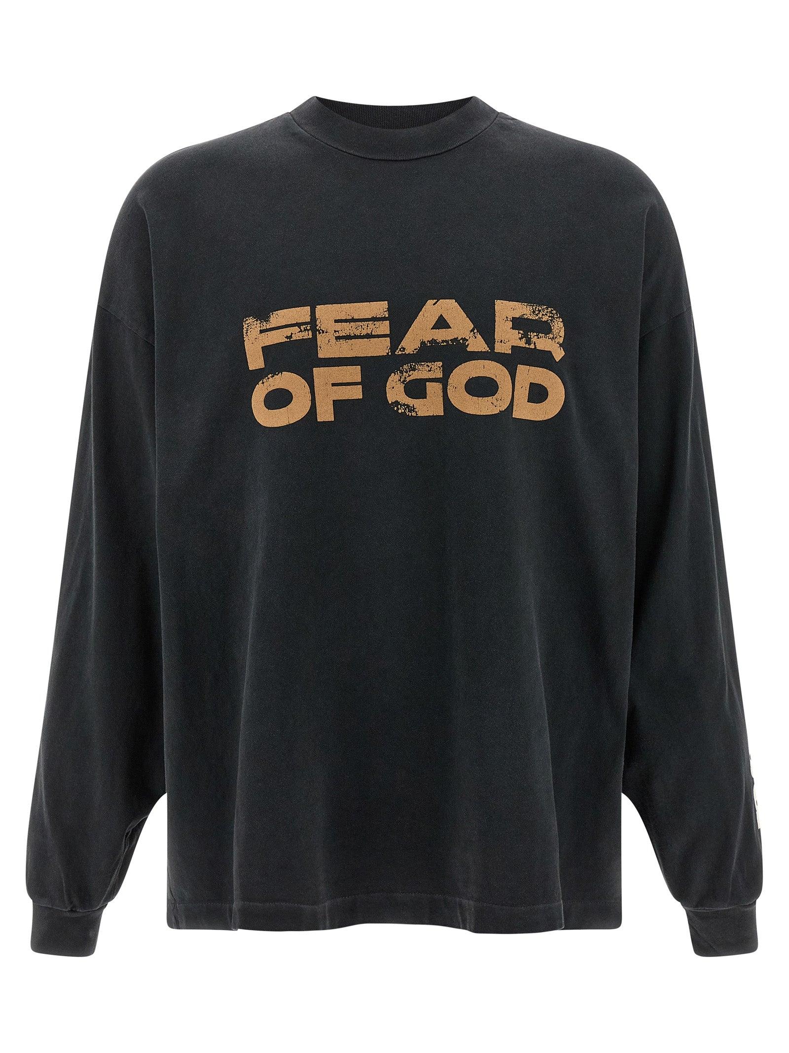 トップス FEAR OF GOD 8th long sleeve Fear of God Black Airbrush 8 Long Sleeve T-Shirt Fear Of God