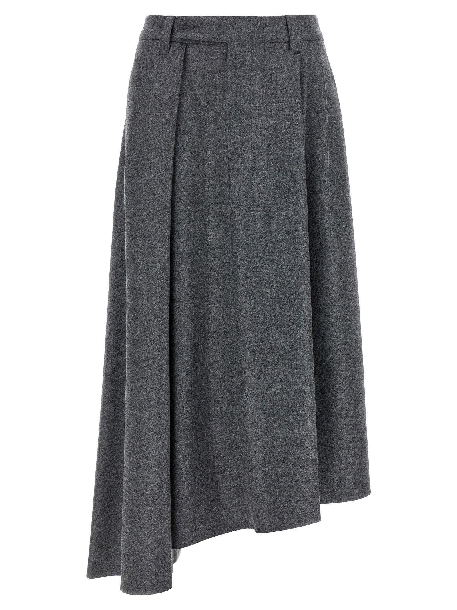 スカート BRUNELLO CUCINELLI Asymmetrical wool skirt Brunello Cucinelli Asymmetrical Wool Skirt in Gray | Lyst