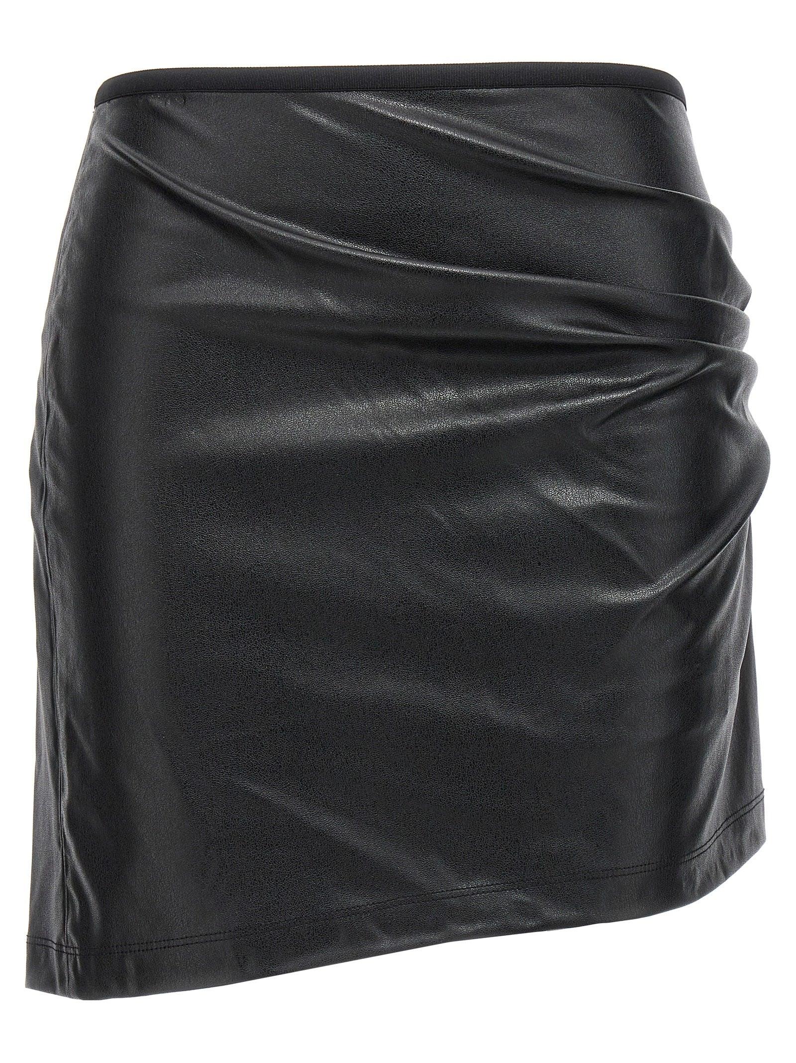 Black leather cheap effect skirt