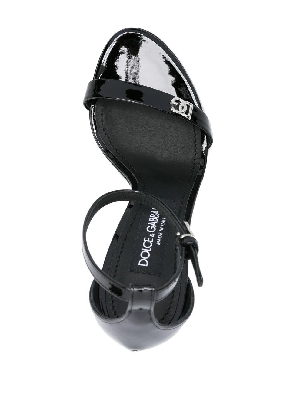 Dolce & Gabbana Elegant Leather Sandal With Thin Logo Strap
