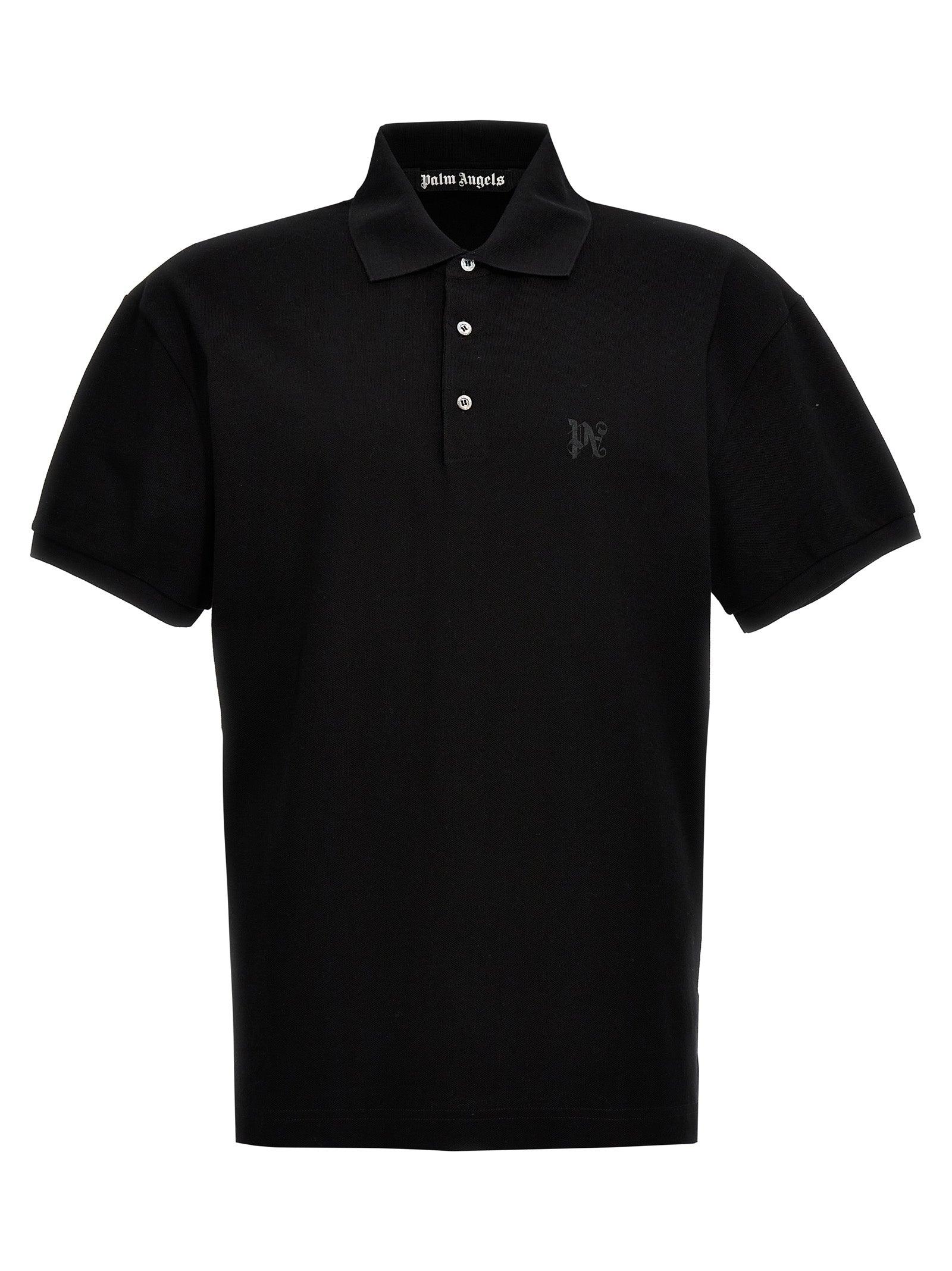 Palm Angels Monogram Polo Shirt in Black for Men Lyst UK