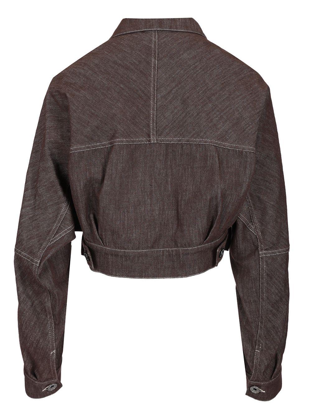 【ブルネロクチネリ】 Jackets - Cropped Jackets ジャケット Brunello Cucinelli - Vintage Brown Leather Cropped Blazer