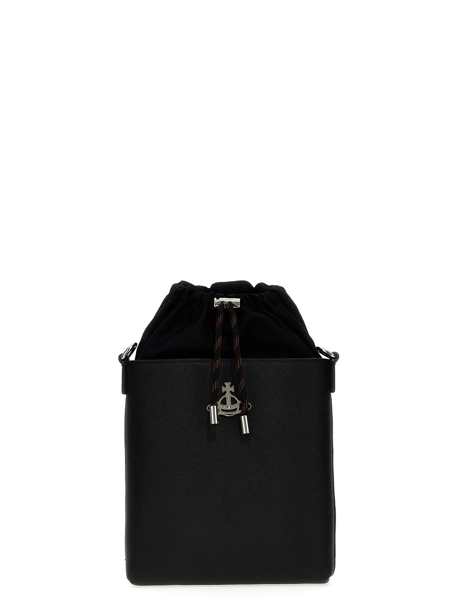 Vivienne Westwood 'saffiano Drawstring' Crossbody Bag in Black
