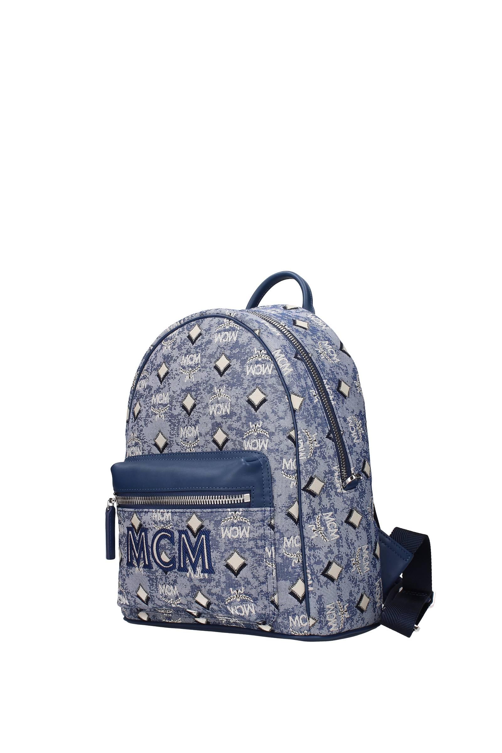 Mcm Medium Brandenburg Denim Backpack - Blue