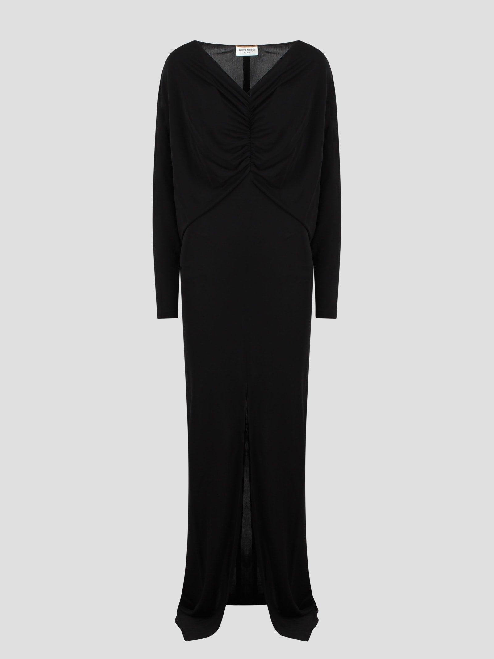 ワンピース Saint Laurent Black Wool Long Dress Saint Laurent Black Wool Corset Sweetheart Column Gown 44