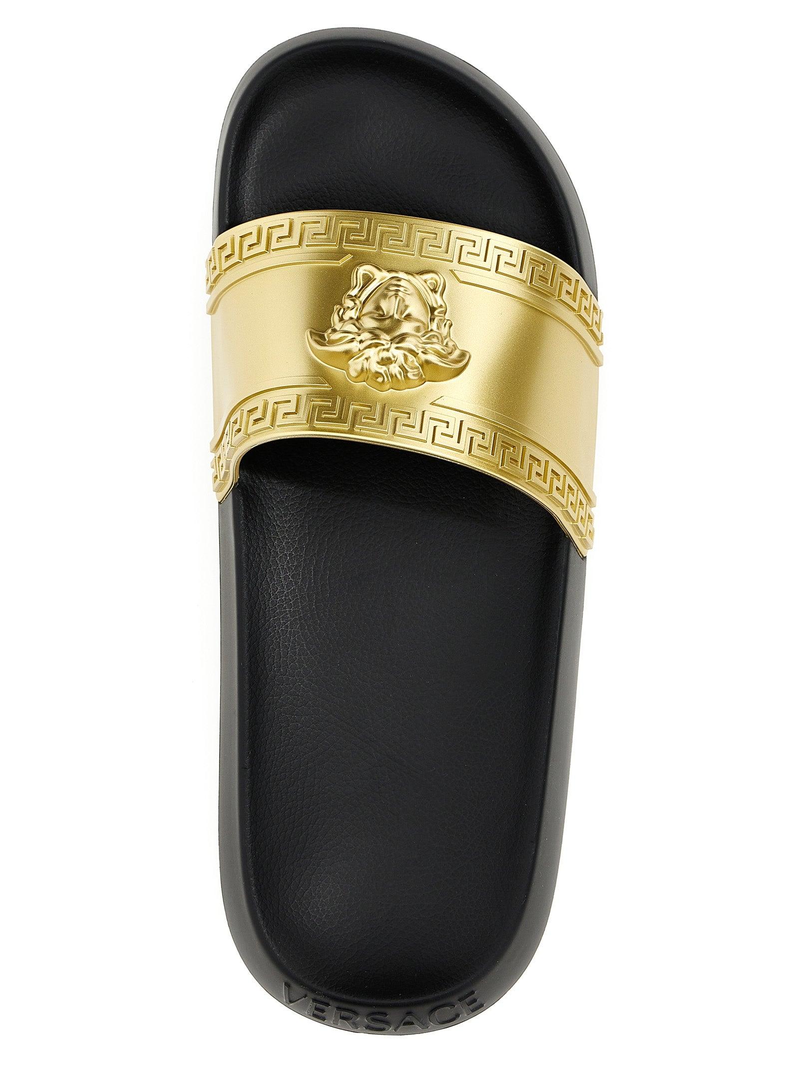 Versace Rubber Slides Sandals in Black for Men | Lyst UK