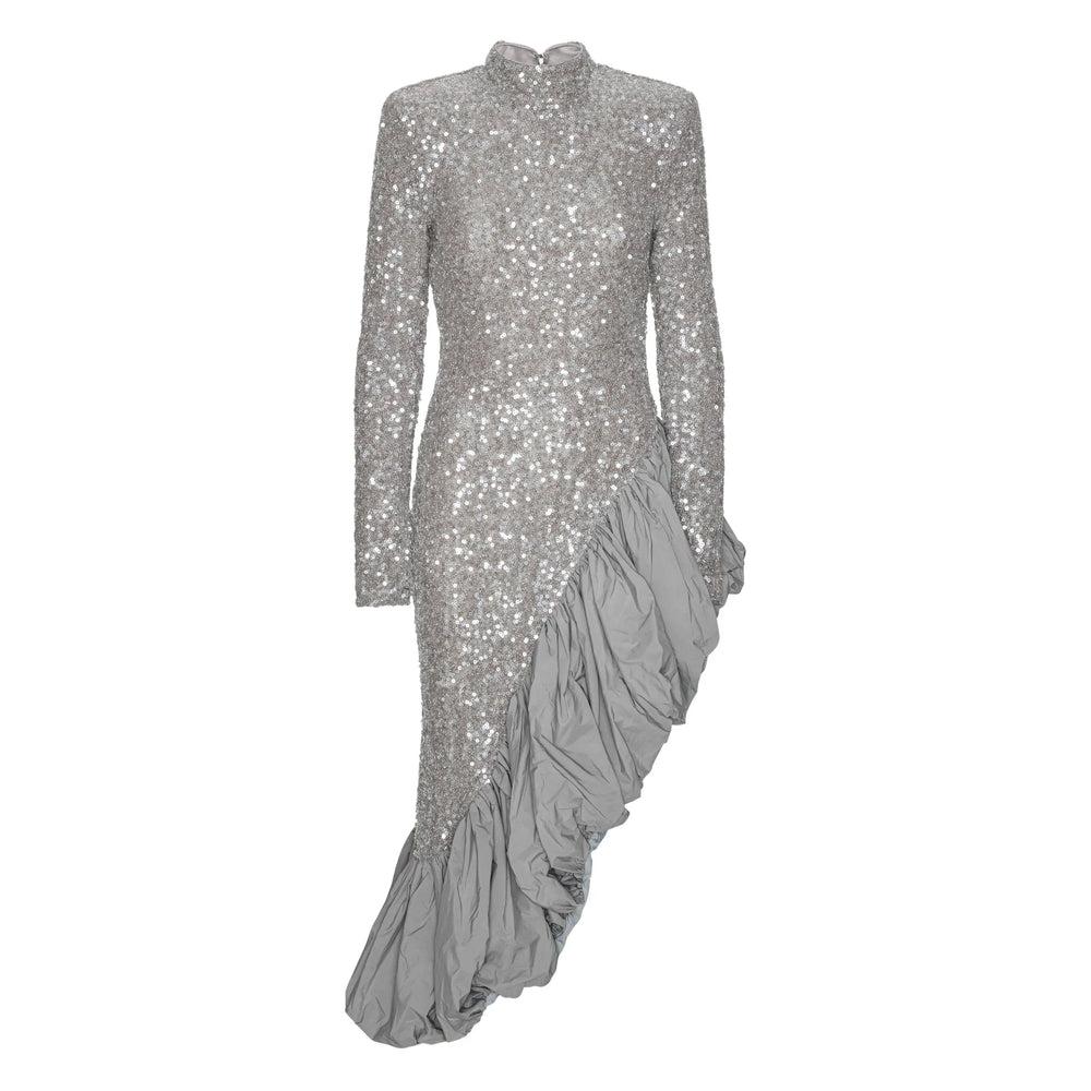 ワンピース ROTATE BIRGER CHRISTENSEN ASYMMETRICAL SILVER DRESS ROTATE BIRGER CHRISTENSEN Asymmetrical Dresses for Women