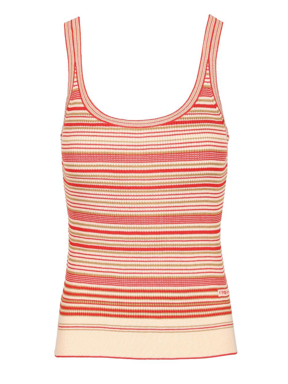 Tシャツ・カットソー FENDI CAMEL STRETCH NYLON TANK TOP Fendi White and Yellow Logo T-Shirt Fendi