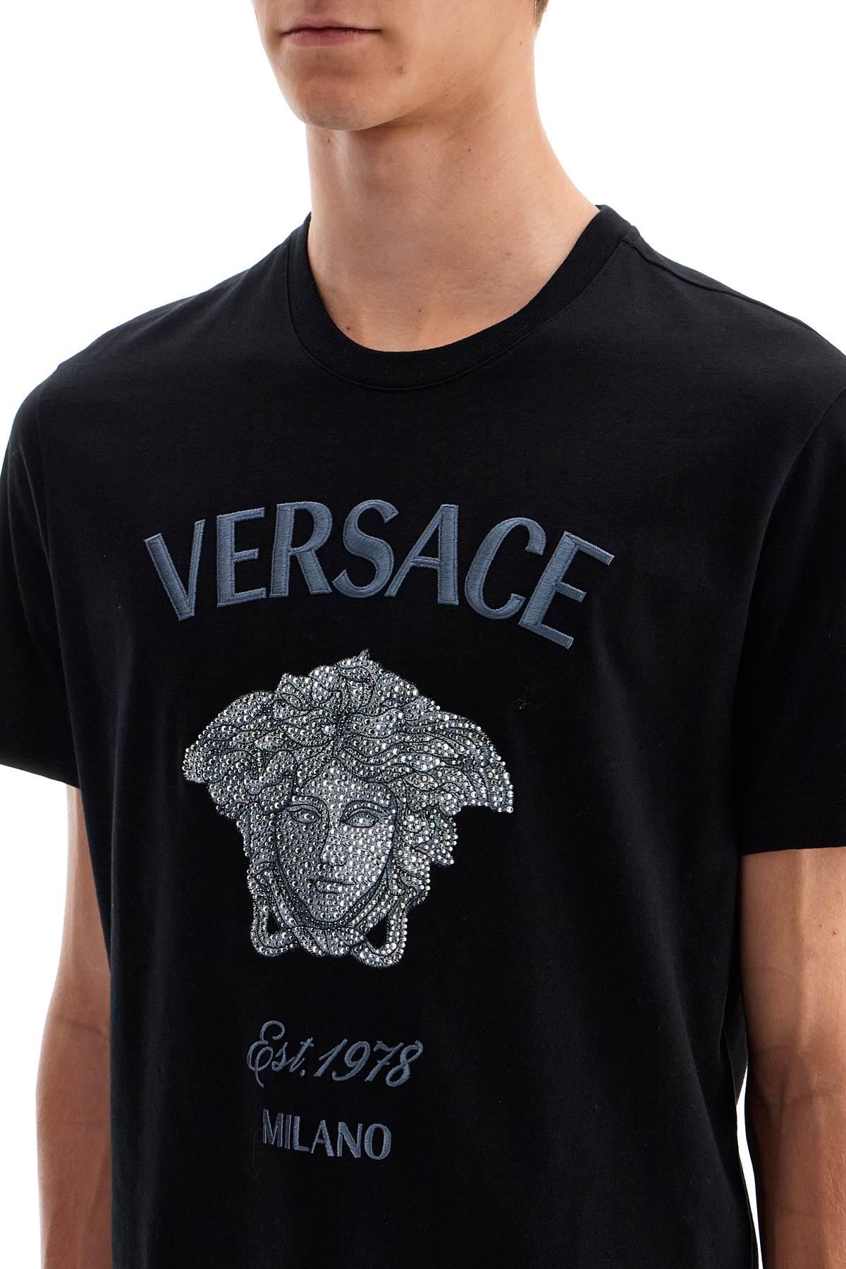 Versace T Shirt Con Ricamo Medusa Milano E Cristalli in Black for Men Lyst UK