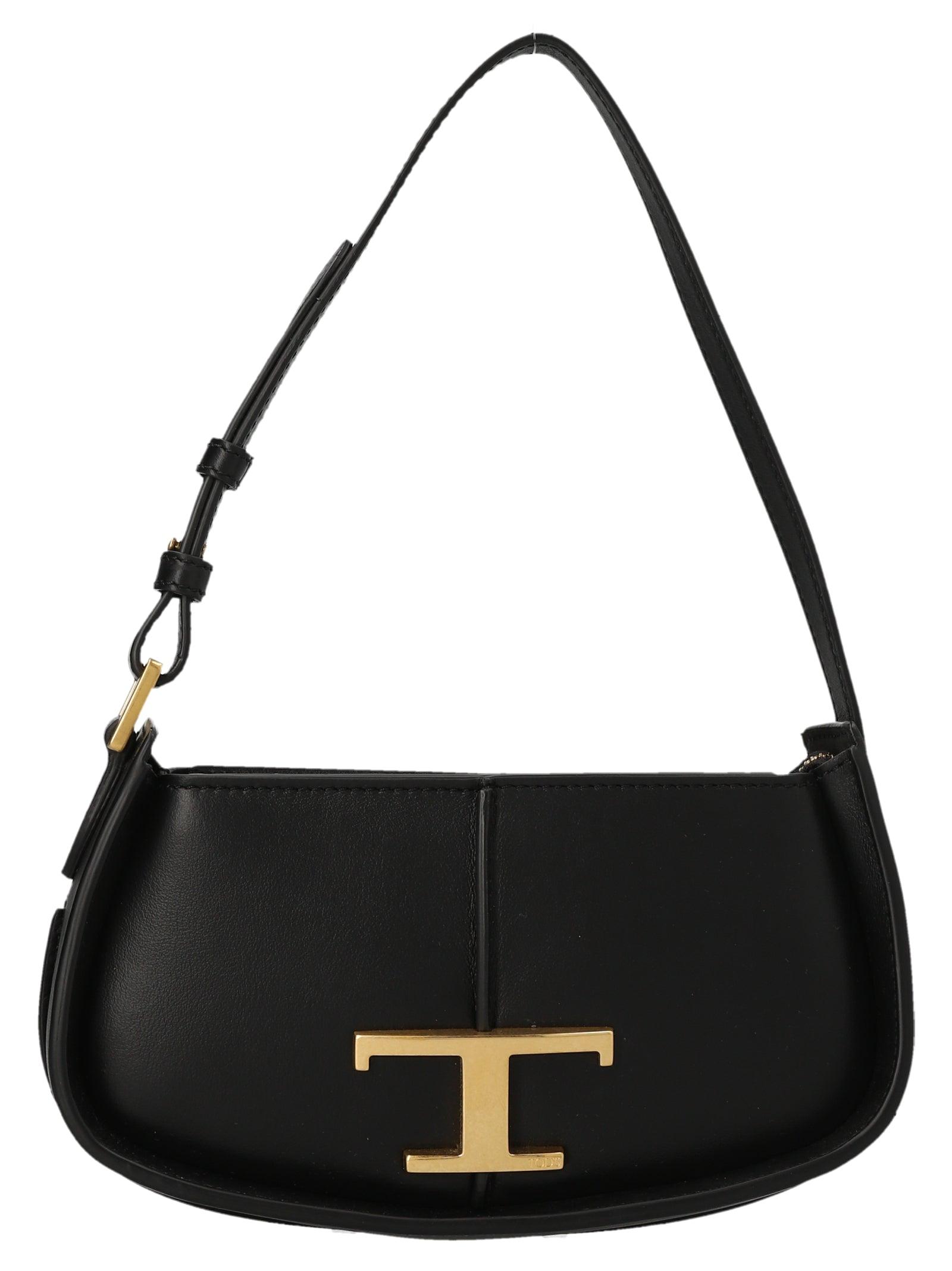 Woman BLACK T Timeless Crossbody Bag in Leather Mini