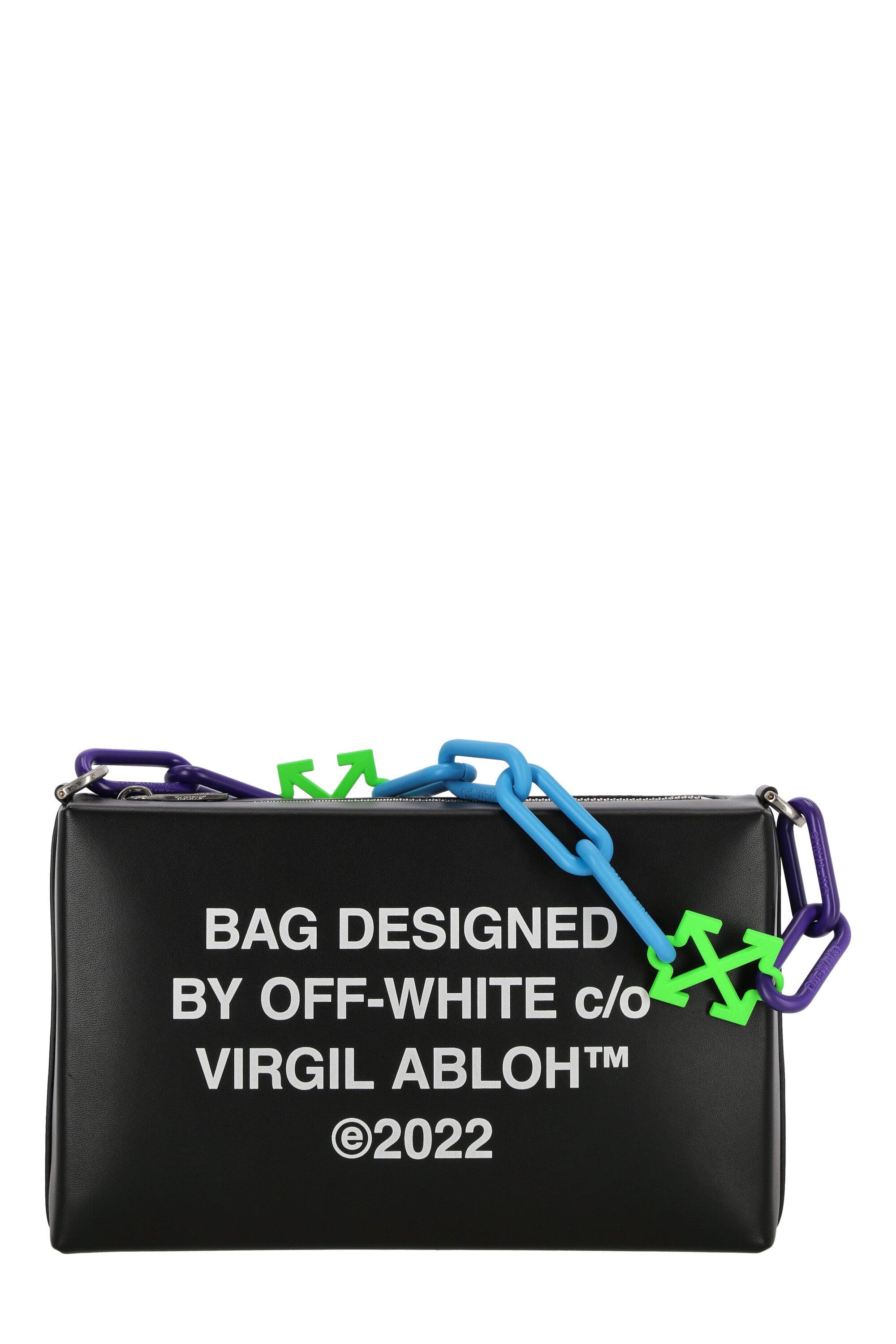 Off-White Block Pouch Quote Clutch Bag - Black