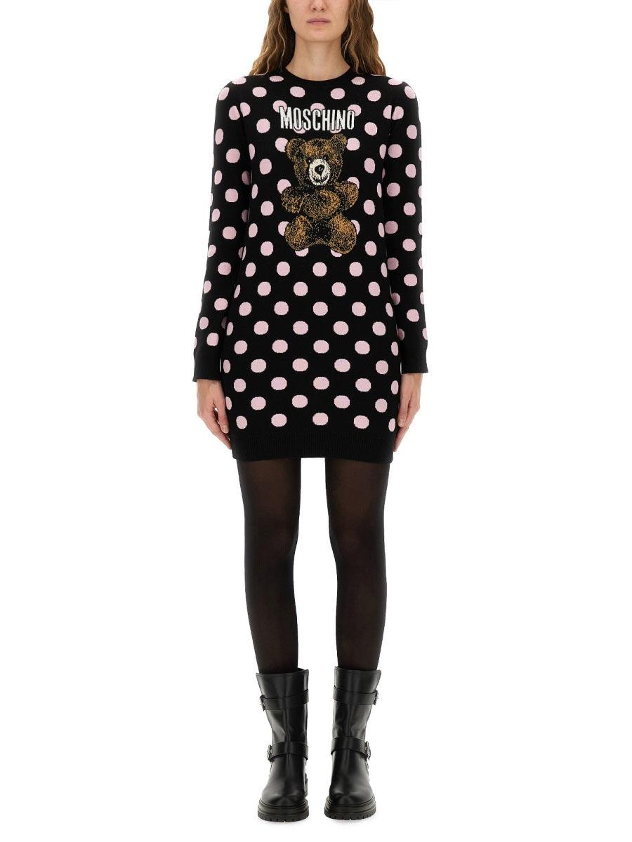 ワンピース Moschino Knit Dress Moschino Couture Skeleton Knit Dress, Gold Metallic Intarsia
