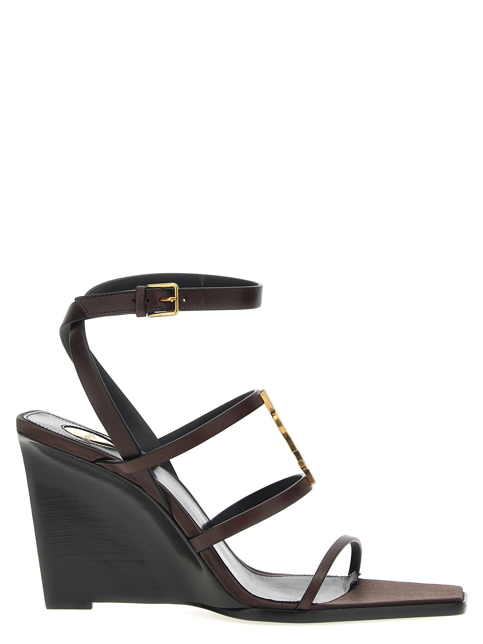 Saint Laurent 'Cassandre' Wedges in Black | Lyst