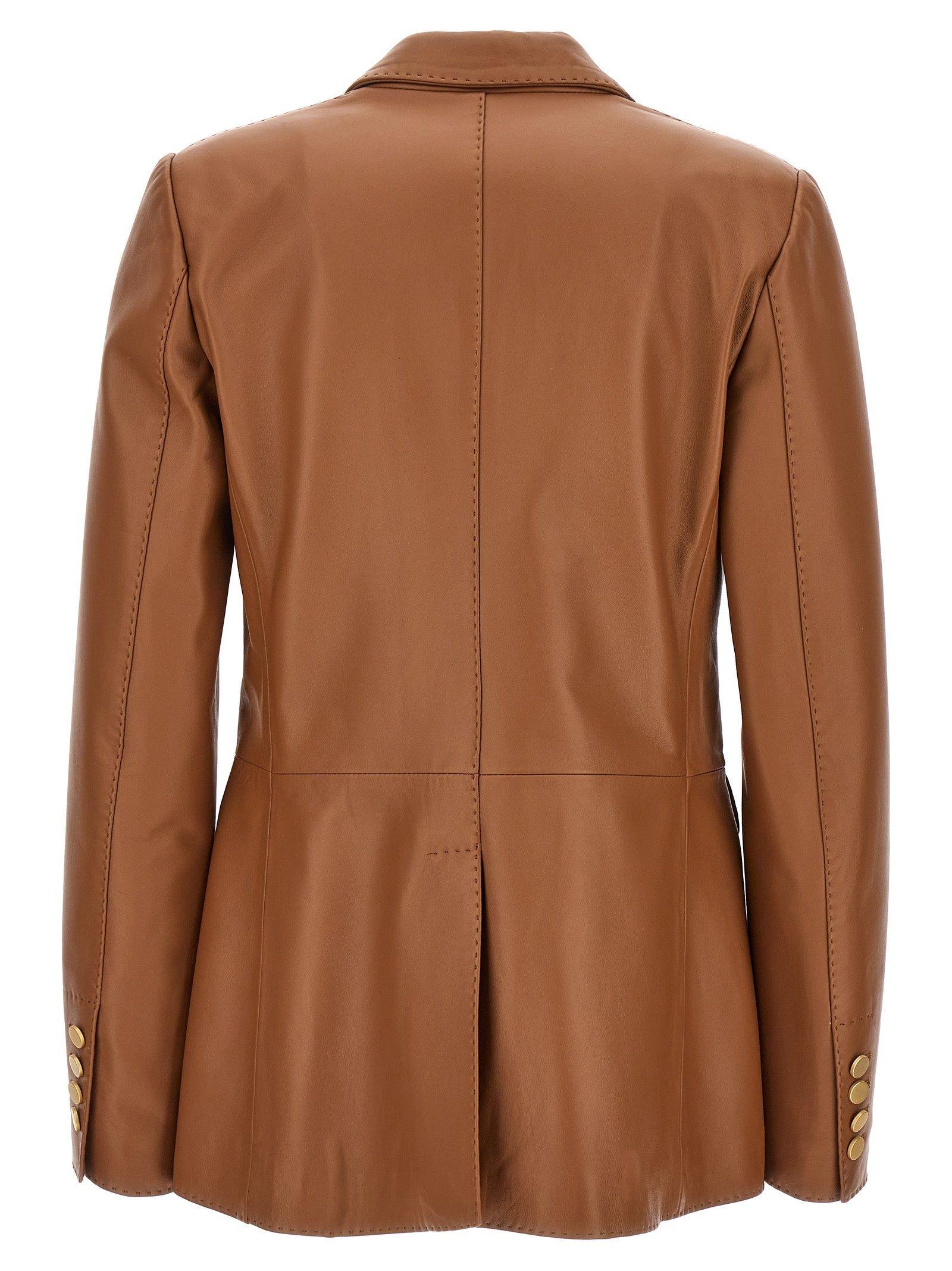 Tagliatore Sophie single-breasted suede blazer - Orange