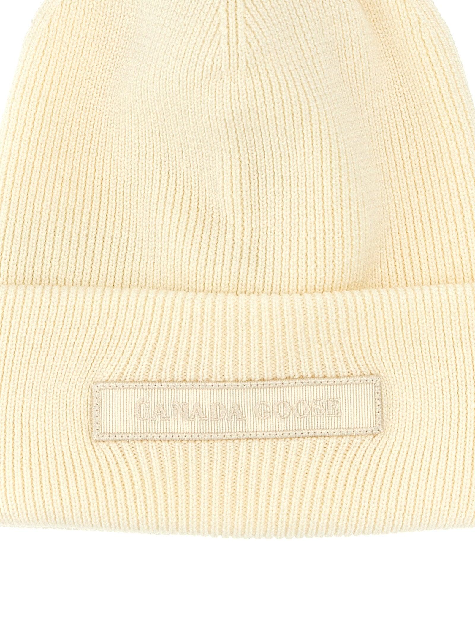 Canada Goose Logo Embroidery Beanie Hats in Natural | Lyst