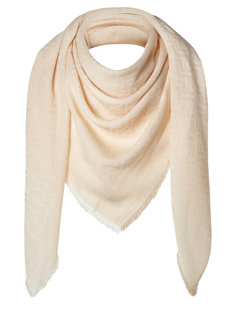 【関税＆送料込み】Fendi Fringed Edge Ff Cotton Large Shawl Fendi-Black-Brown-Cashmere-