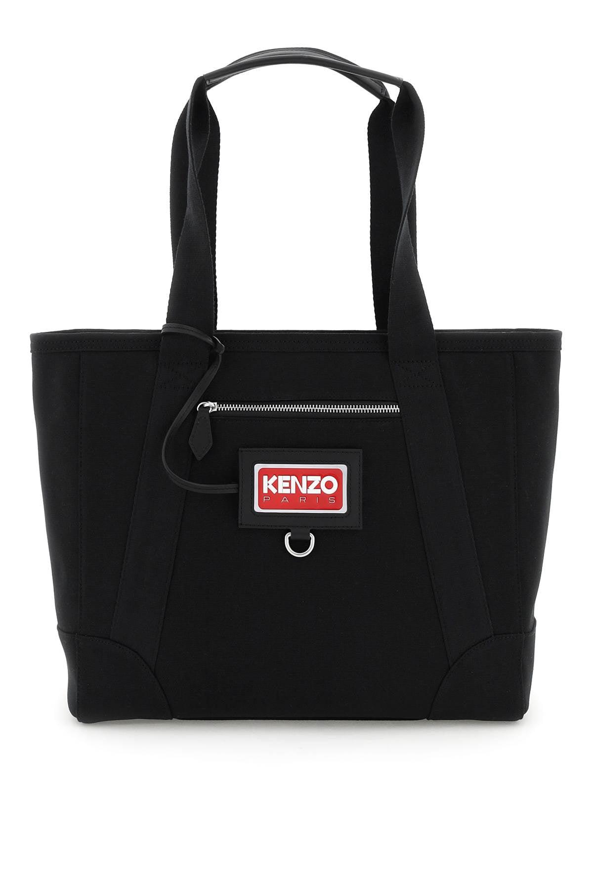 KENZO Big Fabric Tote Bag With Shoulder Strap in Black | Lyst