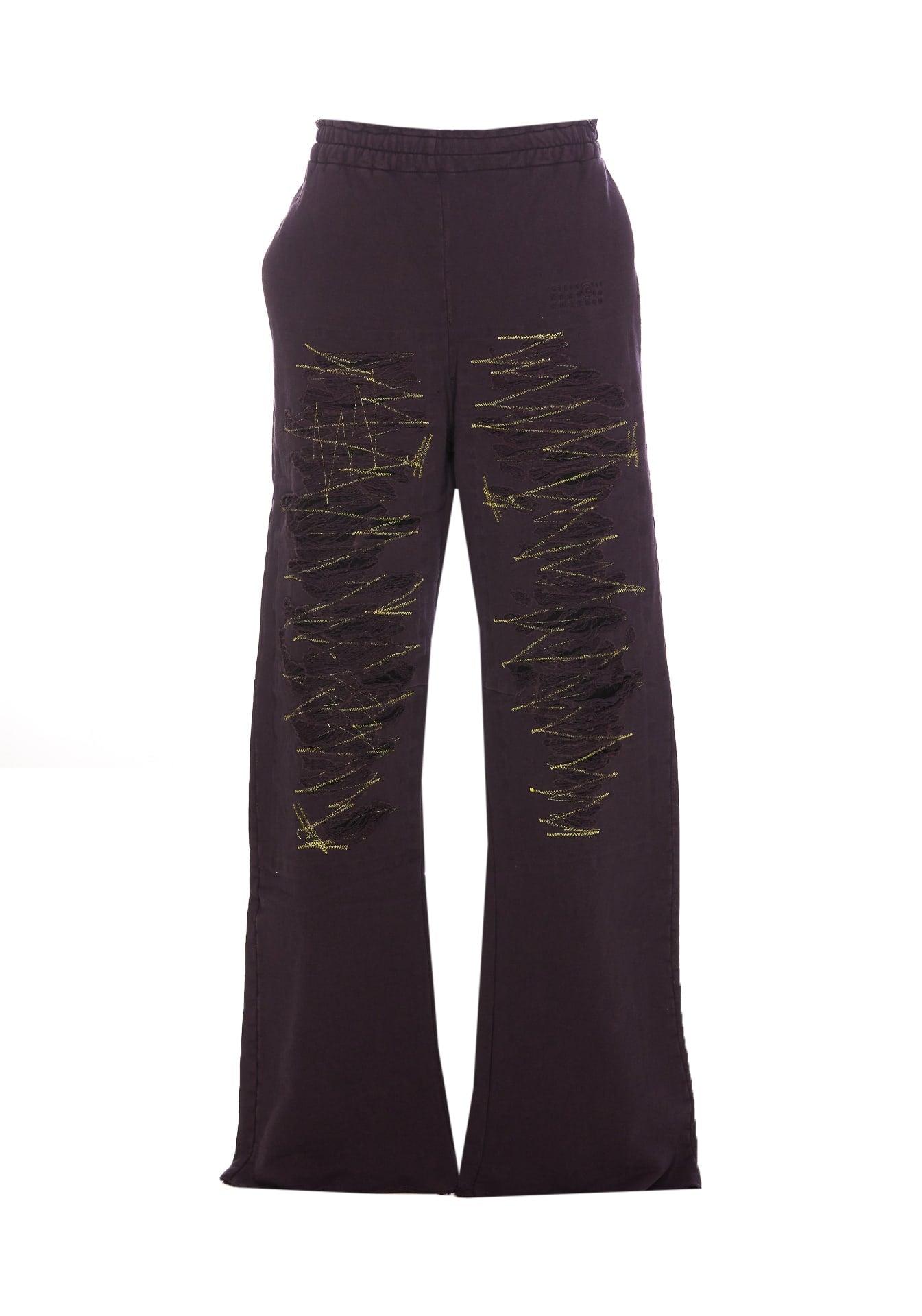 パンツ MM6 MAISON MARGIELA AUBERGINE COTTON JOGGERS MM6 Maison Margiela Numbers-print Cotton Track Pants
