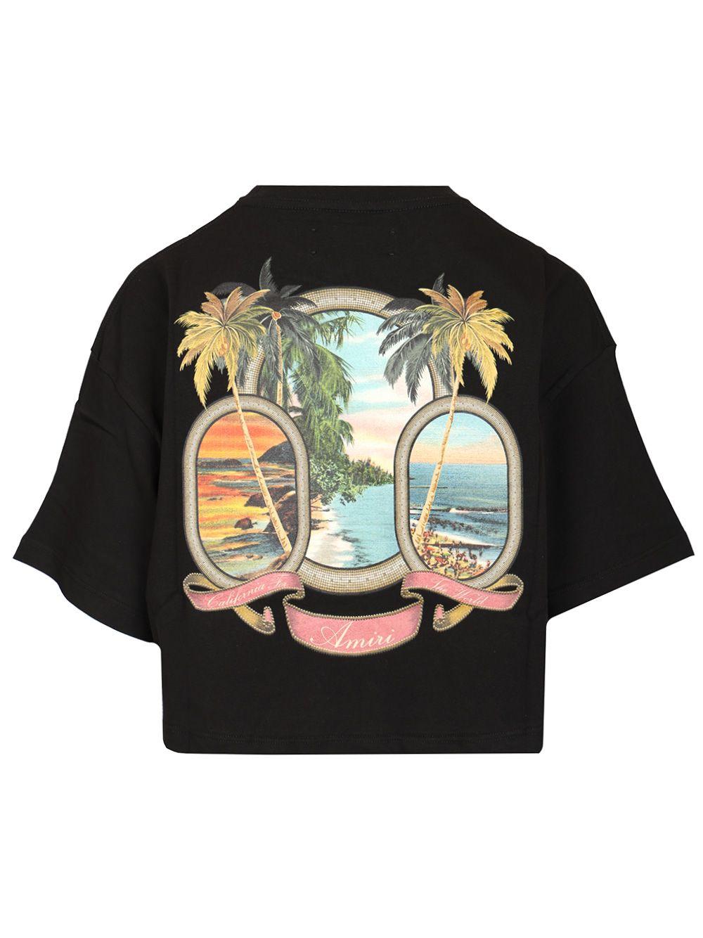 【関税込み】Amiri Paradise Graphic Cropped Tee Amiri Paradise Graphic Cropped Tee T-shirt Black In Blue
