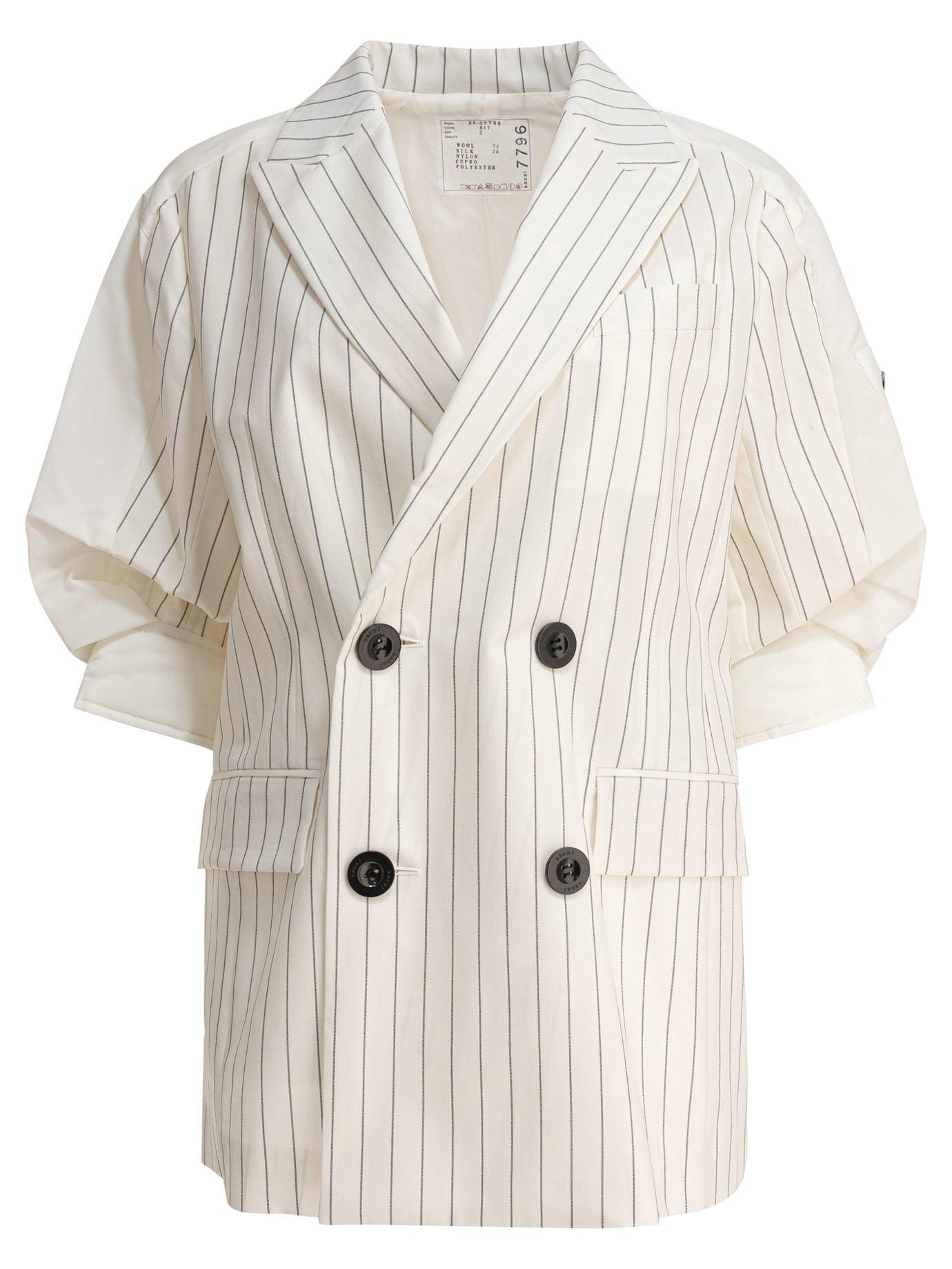ジャケット Sacai Balzer double-breasted wool and silk White Sacai Balzer Double-breasted Wool And Silk Jackets White in