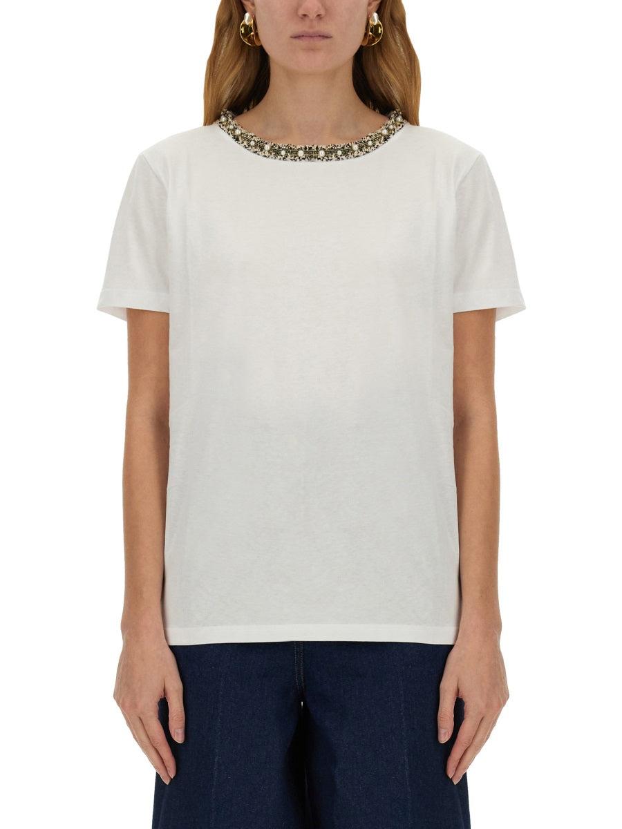 Tシャツ・カットソー NINA RICCI T-SHIRT WITH EMBROIDERED COLLAR Nina Ricci T-shirts for Women | Online Sale up to 68% off | Lyst