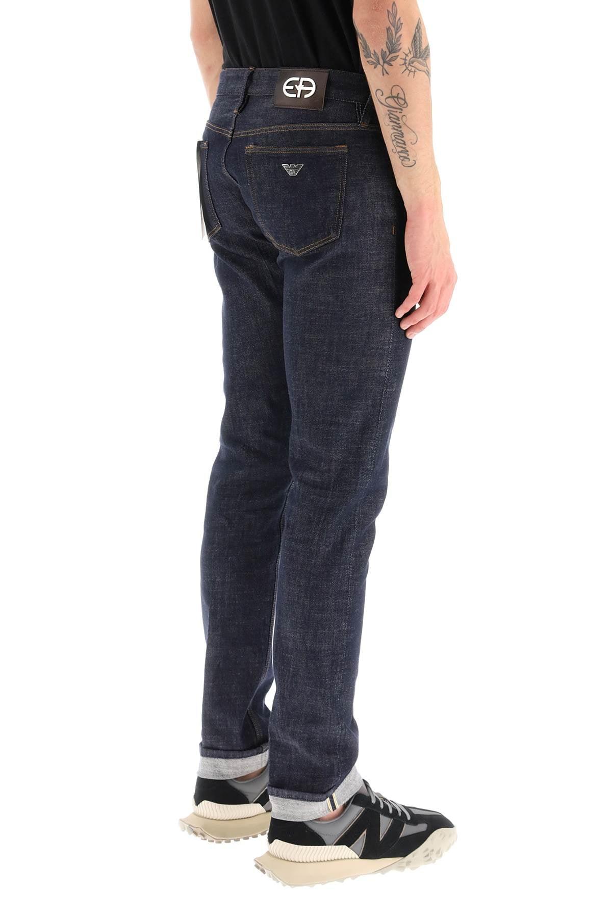 Emporio Armani J75 Slim Fit Jeans In Selvedge Comfort Denim in Blue for Men  | Lyst