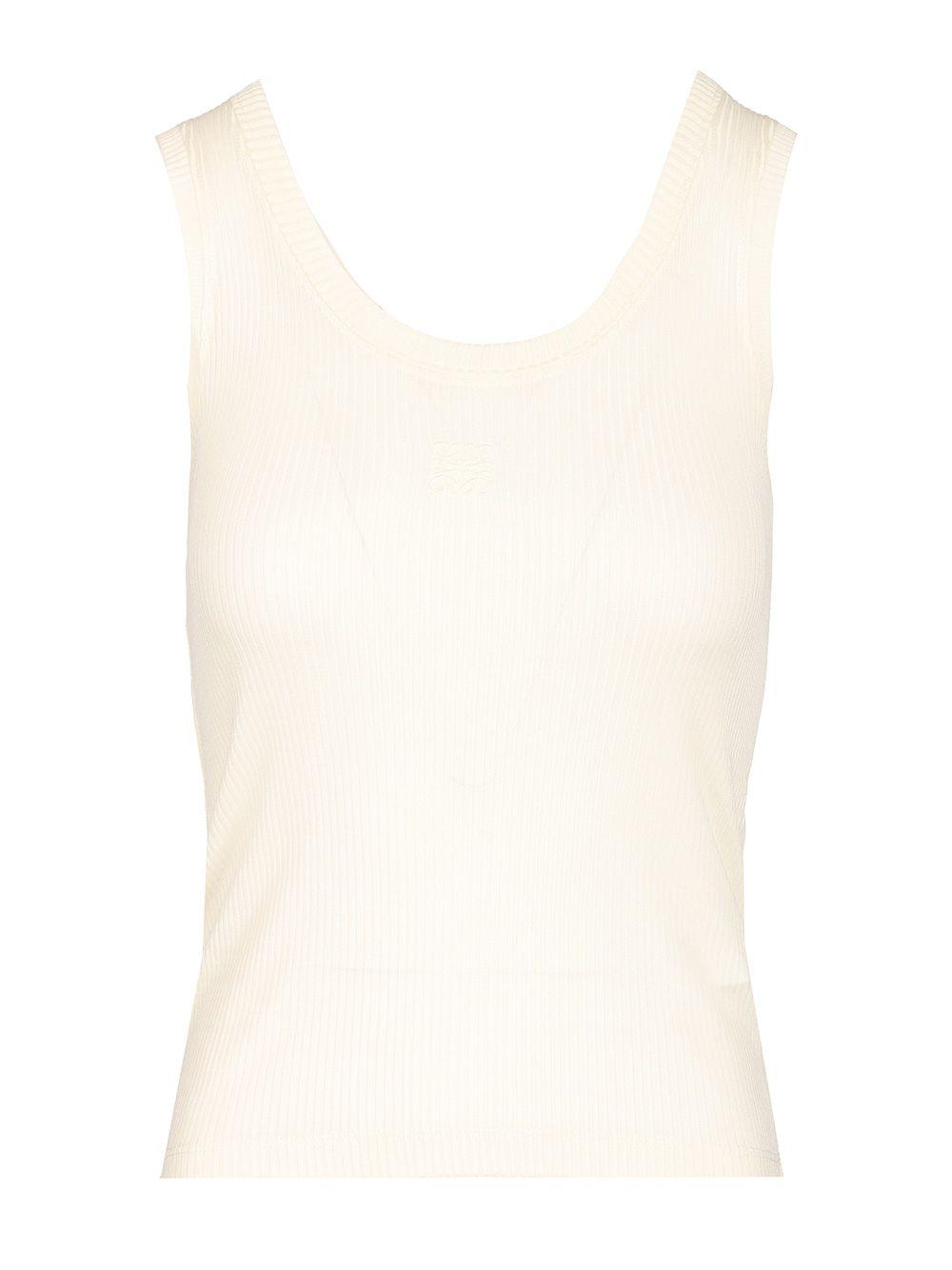 【送料&関税込】Loewe White Silk Tank Top Anagram tank top in silk White - LOEWE
