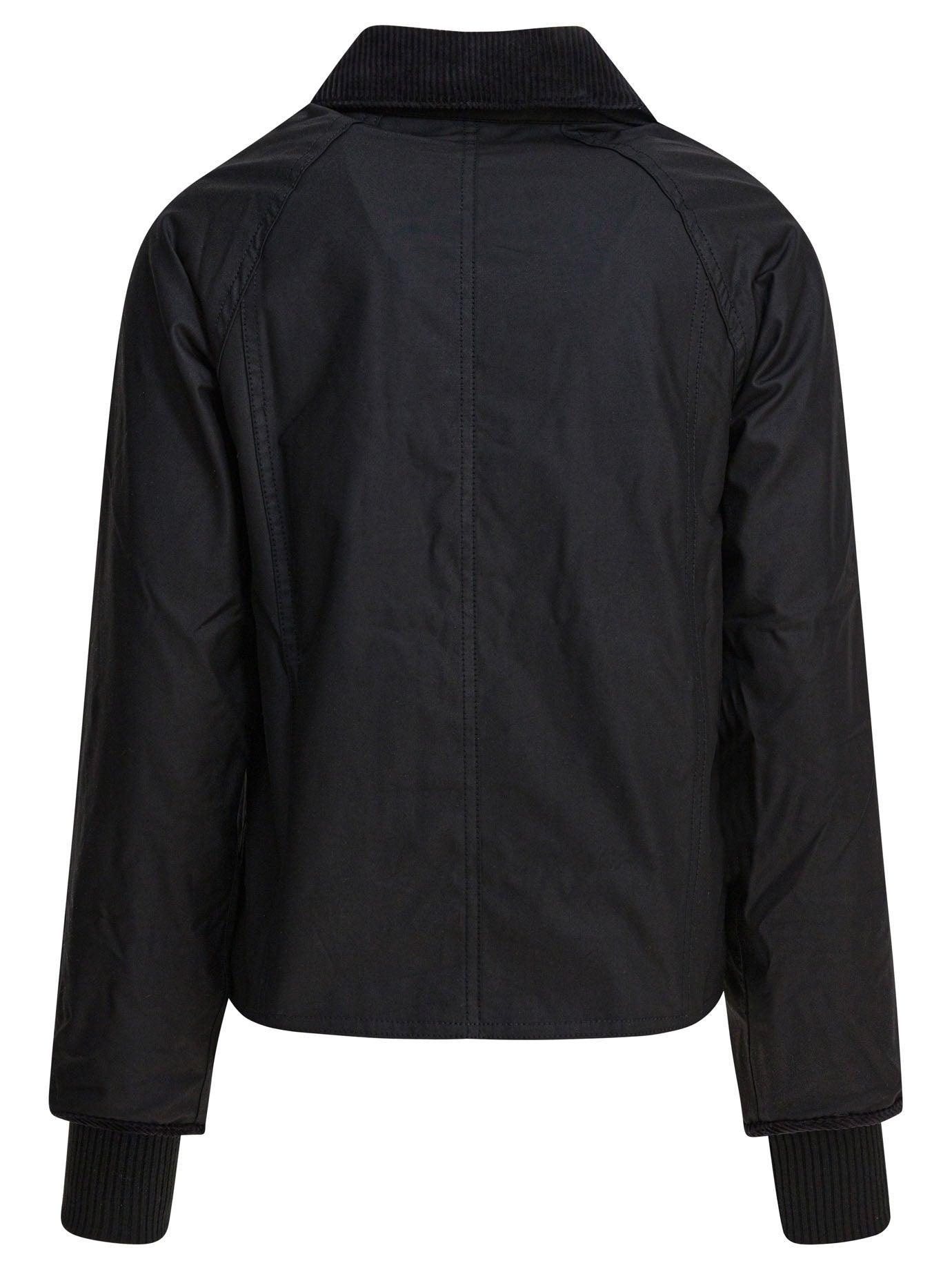 ジャケット Barbour Beadnell waxed jacket with crop cut (LWX1403 BK71) Barbour Barbour Beadnell Wax Black Cropped Jacket - Jackets