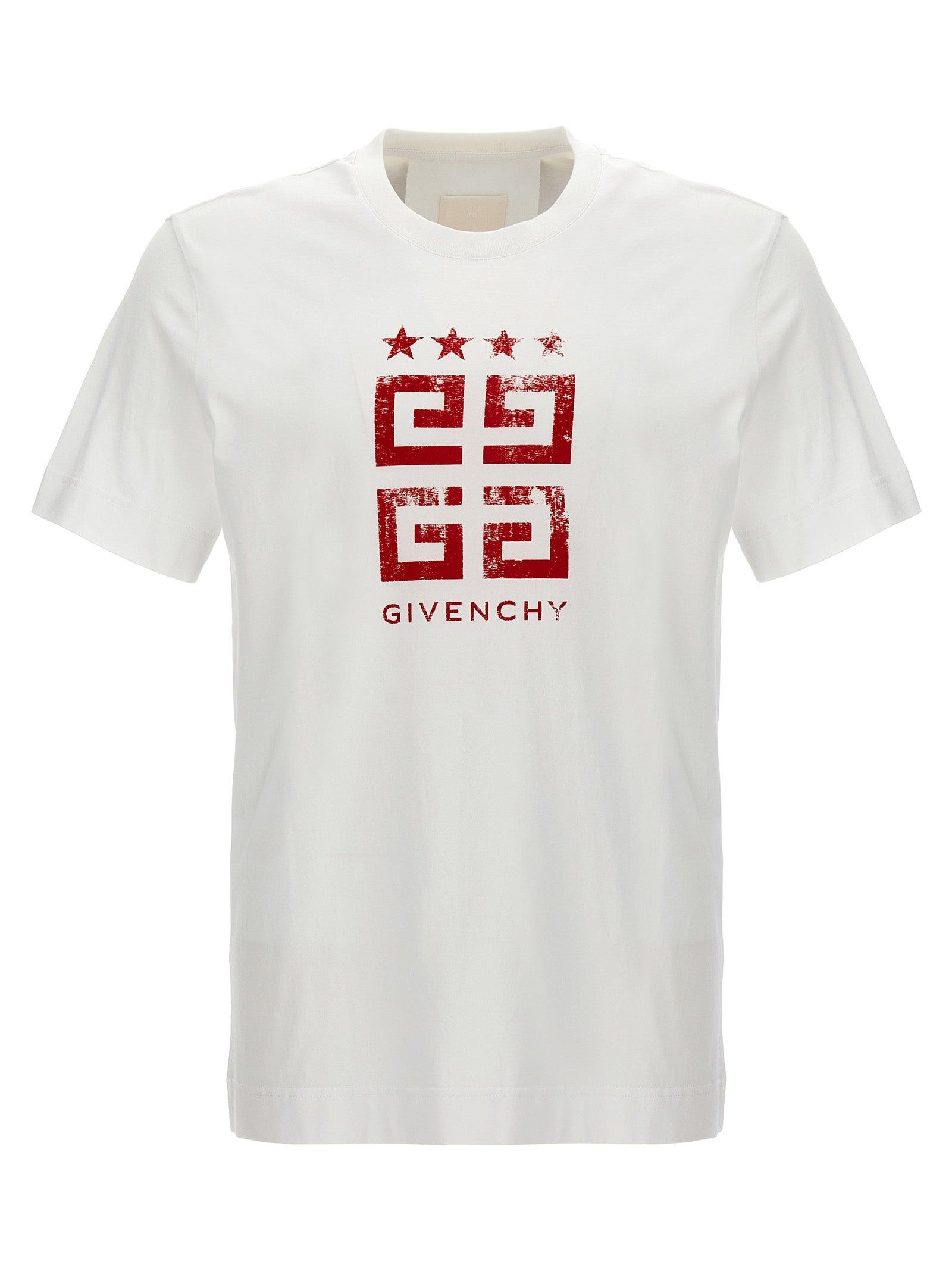 GIVENCHY/4G スターズ ホワイト ロゴ プリント T シャツ Givenchy 4G Stars Cotton T-shirt | White | FARFETCH