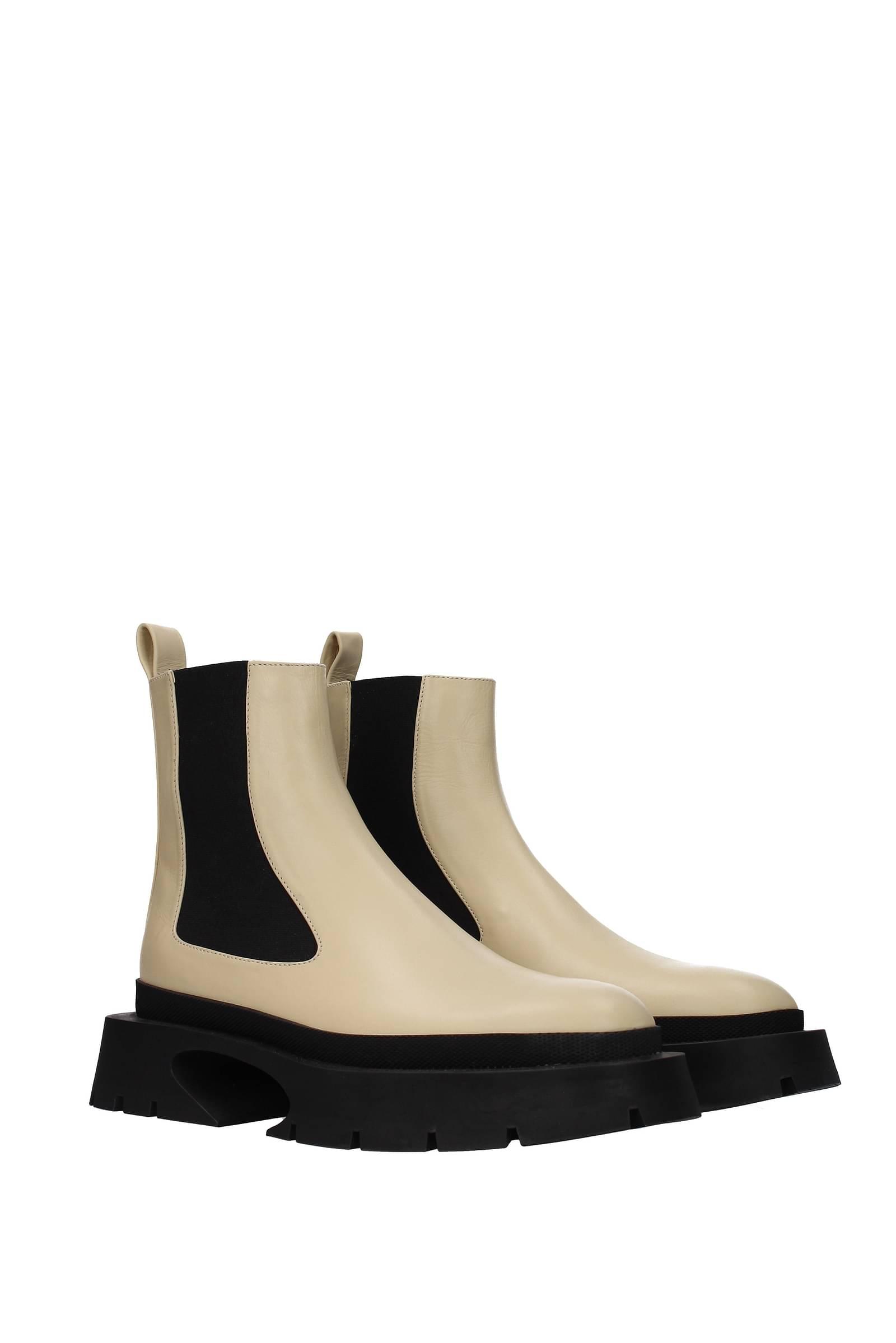 Jil Sander Ankle Boots Leather Beige Vanilla in White | Lyst