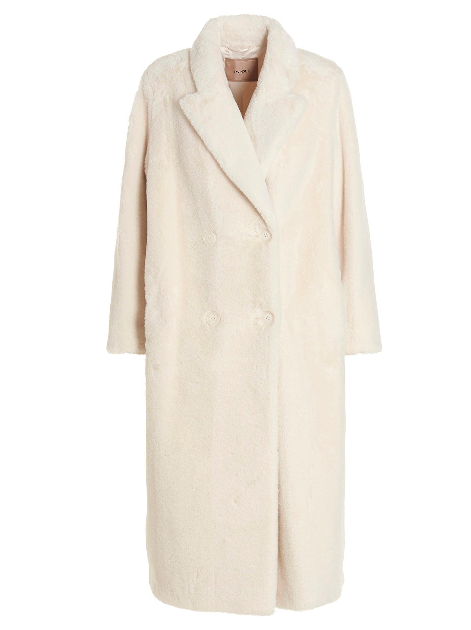 Twin Set 'teddy' Coat in Natural | Lyst