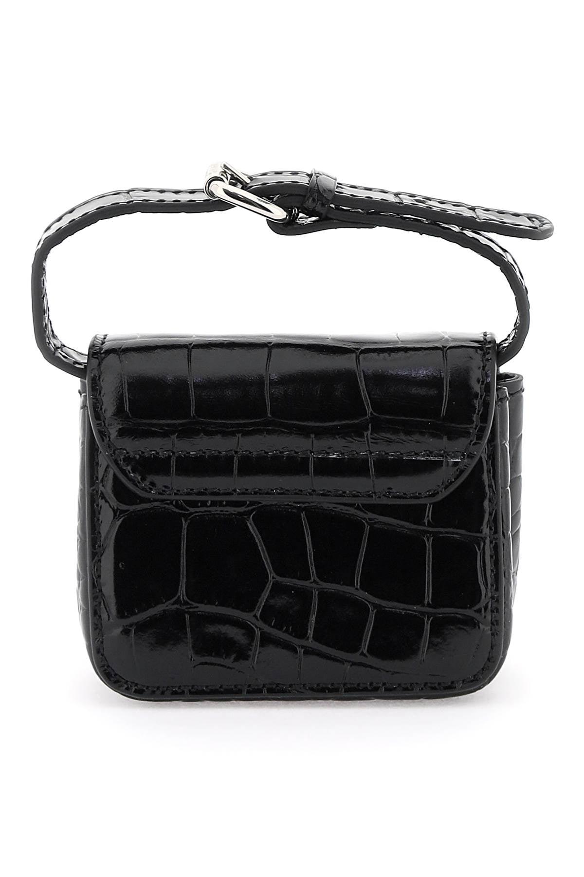 Croc-Embossed Leather Mini Crossbody Bag