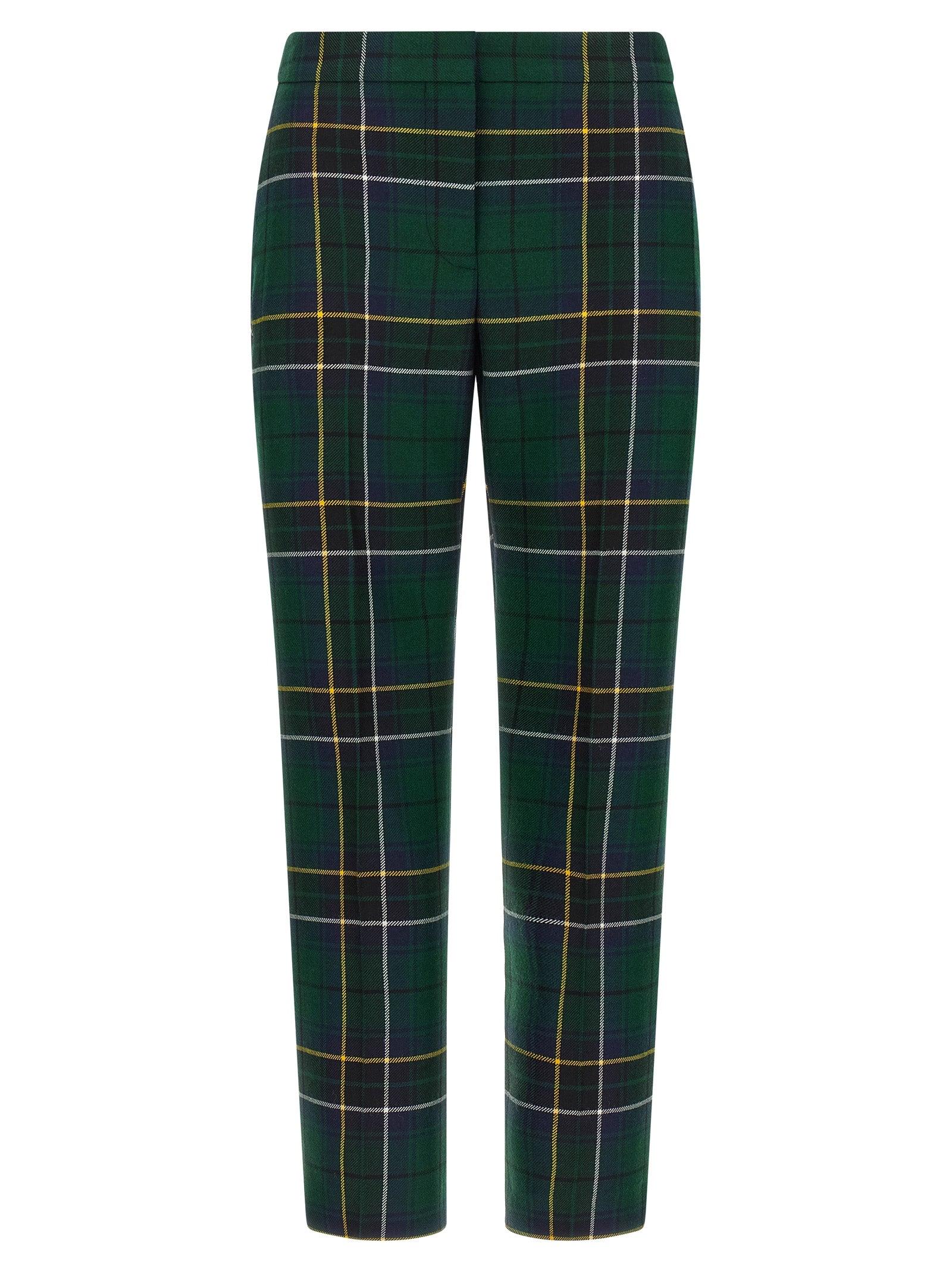 Dark Green Tartan Cigarette Pants 1960s Green Plaid Cigarette Pants Waist 27/28 Depop