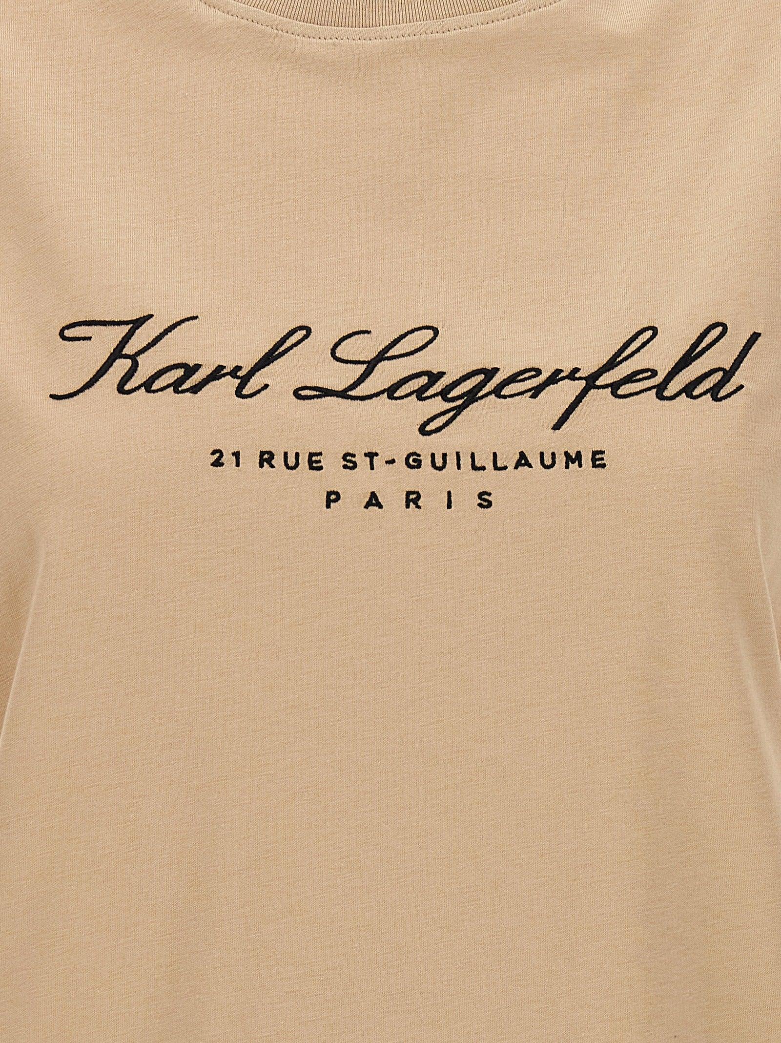 Karl Lagerfeld Logo Signature T-shirt in Natural | Lyst