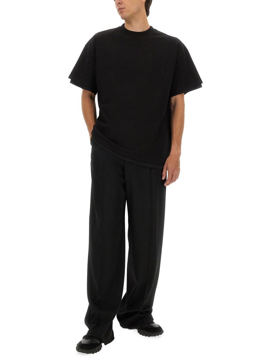 Jil Sander Double Layer Cotton T-Shirt in Black for Men | Lyst Jil Sander Double Layer Cotton T-Shirt in Black for Men | Lyst