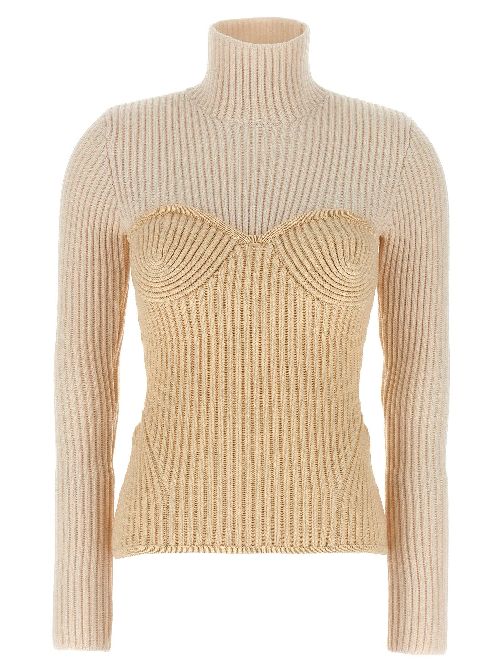 トップス 97AW Gaultier Jeans brick turtleneck top JPGRUSTYPUFFEDCABLEKNITMESH_5o