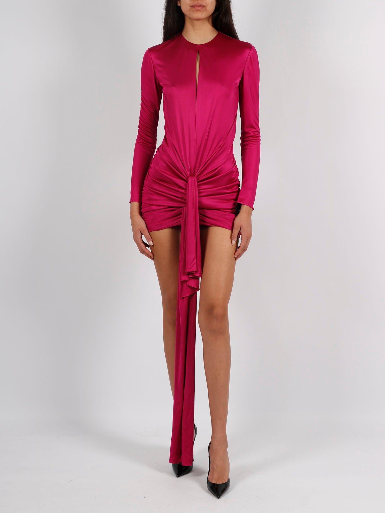 Saint Laurent Jersey Draped Dress in Pink | Lyst