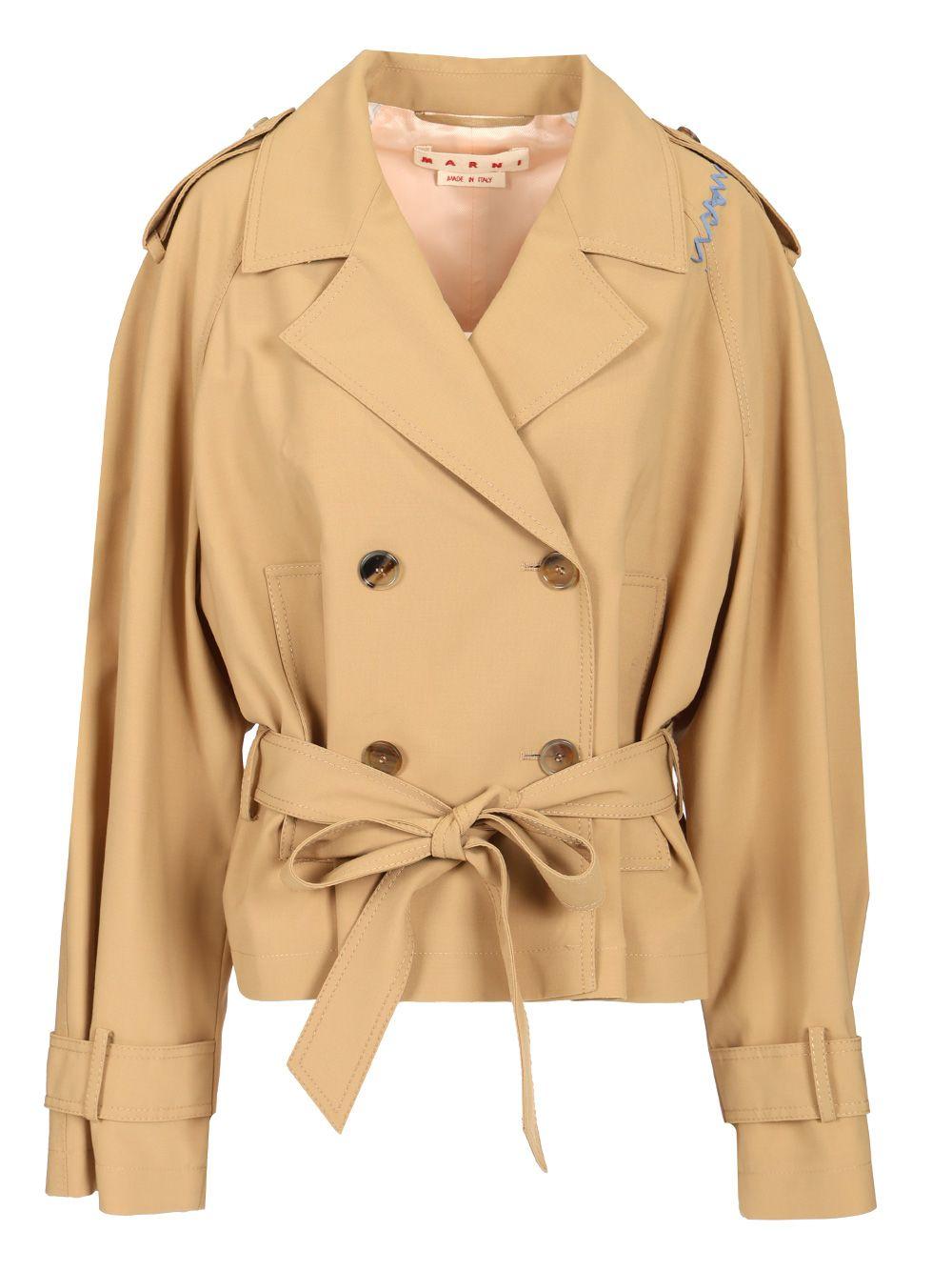 【関税&送料込】Marni Short Trench Coat With Belt Marni Short Trench Coat With Belt Jackets in Natural | Lyst