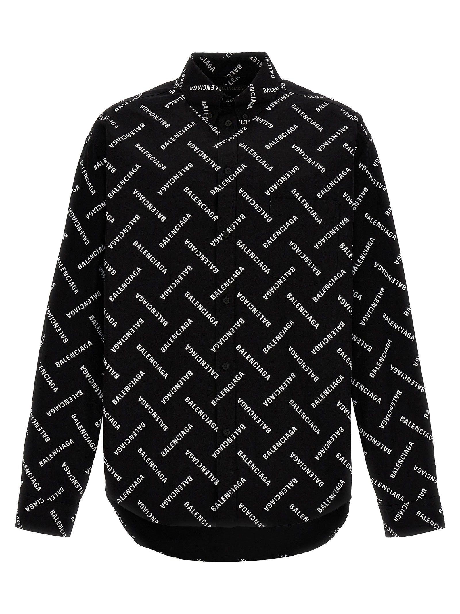 Balenciaga logo-print shirt dress - Black