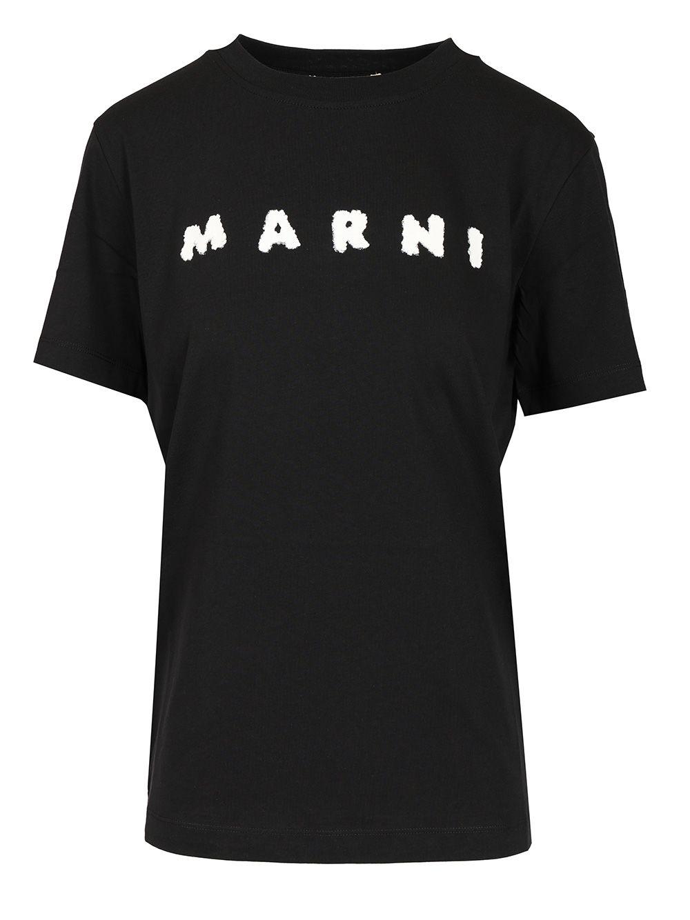 Tシャツ・カットソー Marni Classic Short-Sleeve T-Shirt With Scribbled Logo White Scribbled Logo T-shirt by Marni on Sale