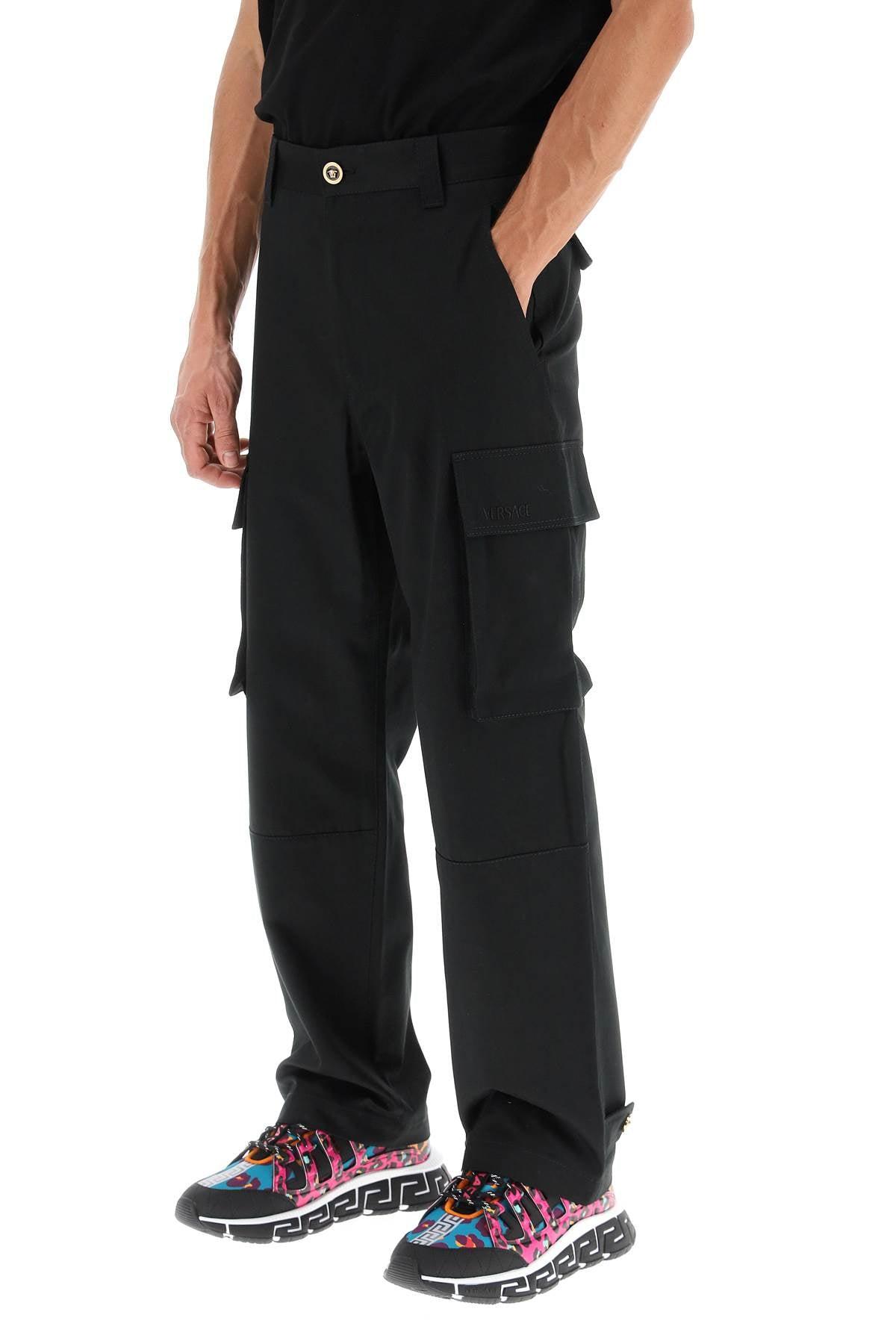 Versace Cotton Cargo Pants in Black for Men | Lyst