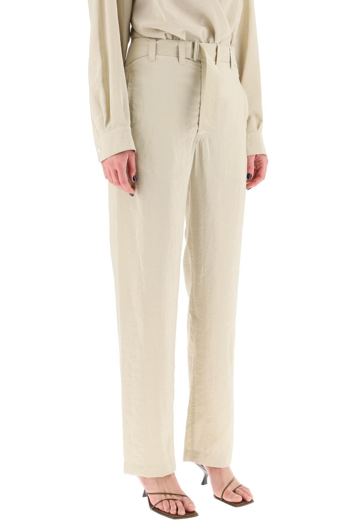 Lemaire Belted Pants In Dry Silk in Natural | Lyst